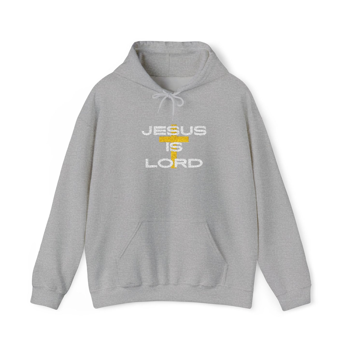 'Jesus is Lord' With Cross Chest Embroidery Unisex Heavy Blend™ Hooded Sweatshirt, Christian Apparel