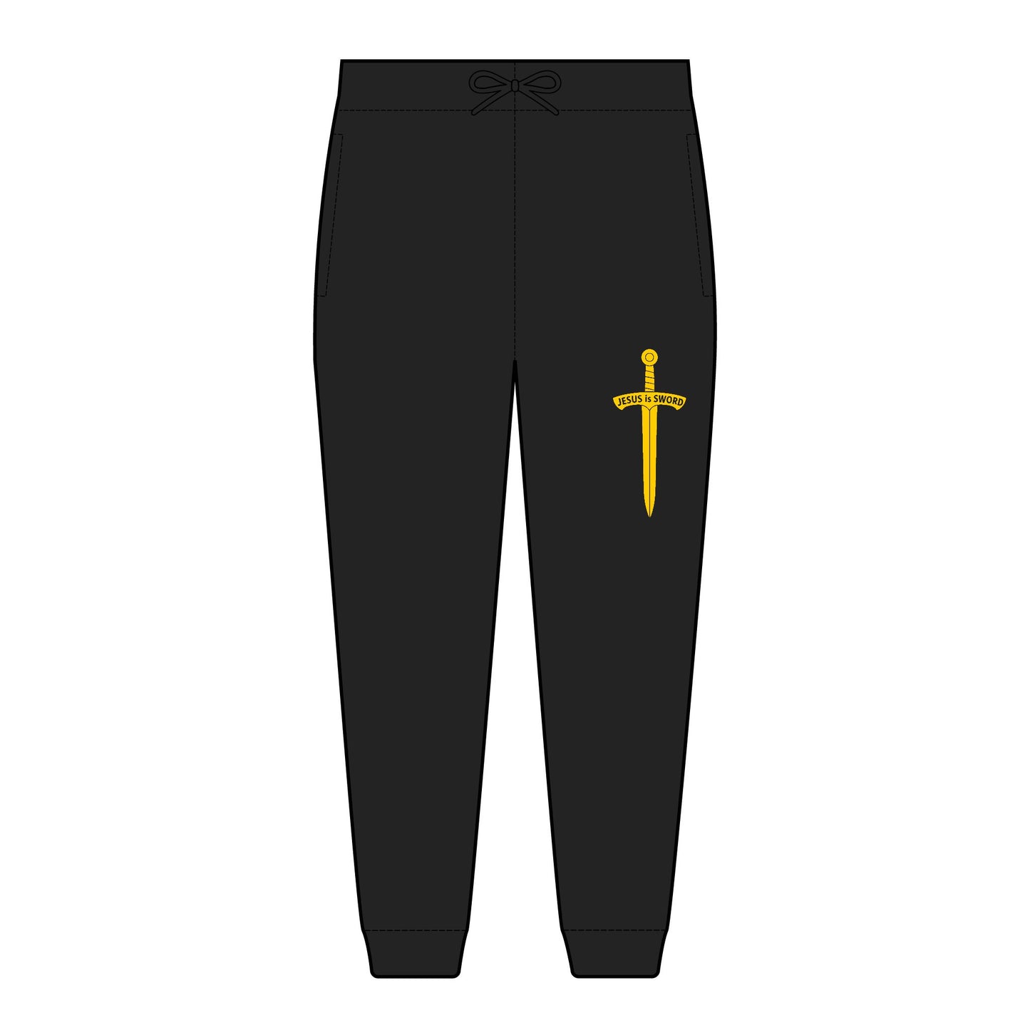 Unisex Fleece Joggers with 'Jesus is Sword' Embroidery, Christian Apparel, Casual Loungewear, Athleisure Pants,  Athletic Warm Up Sweats