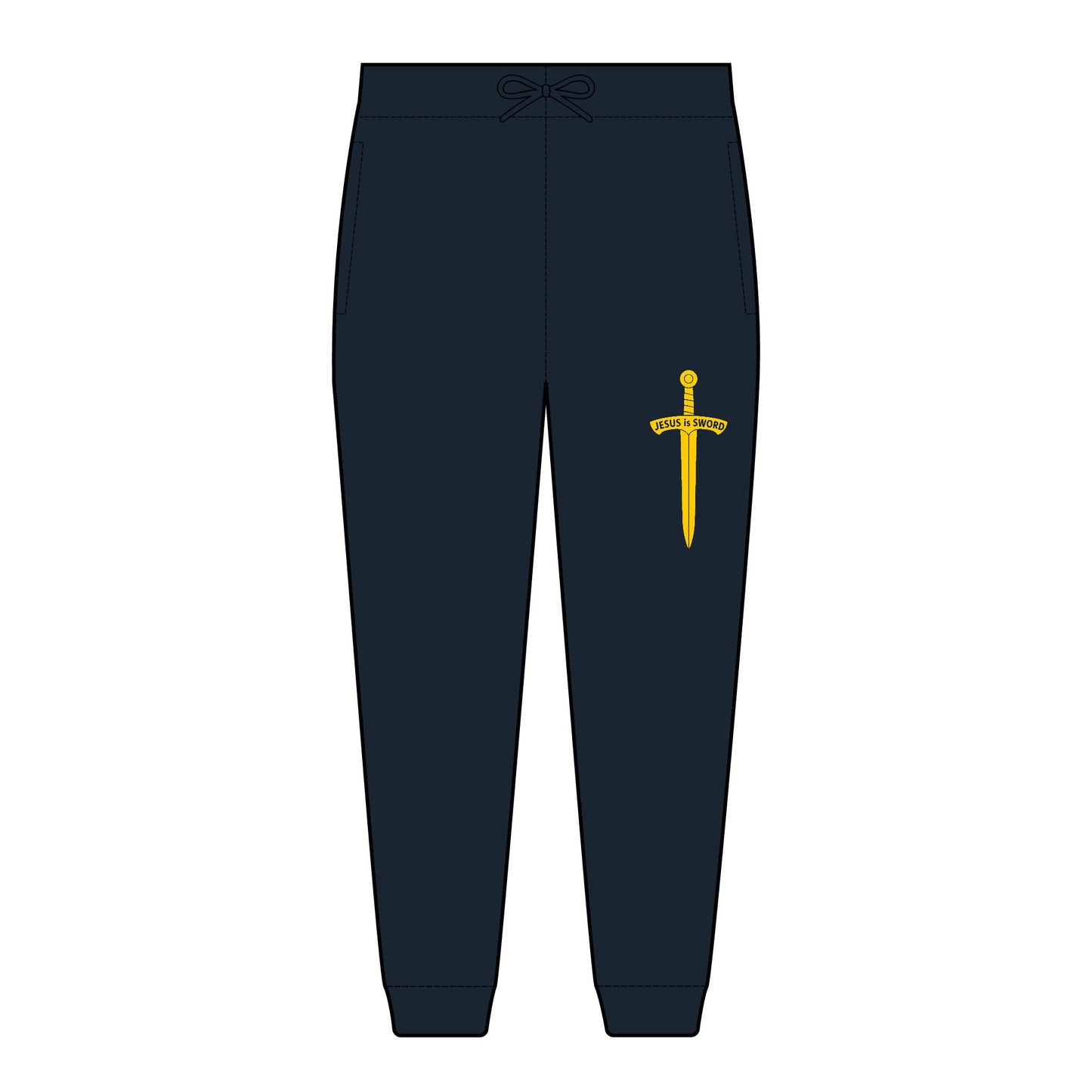 Unisex Fleece Joggers with 'Jesus is Sword' Embroidery, Christian Apparel, Casual Loungewear, Athleisure Pants,  Athletic Warm Up Sweats