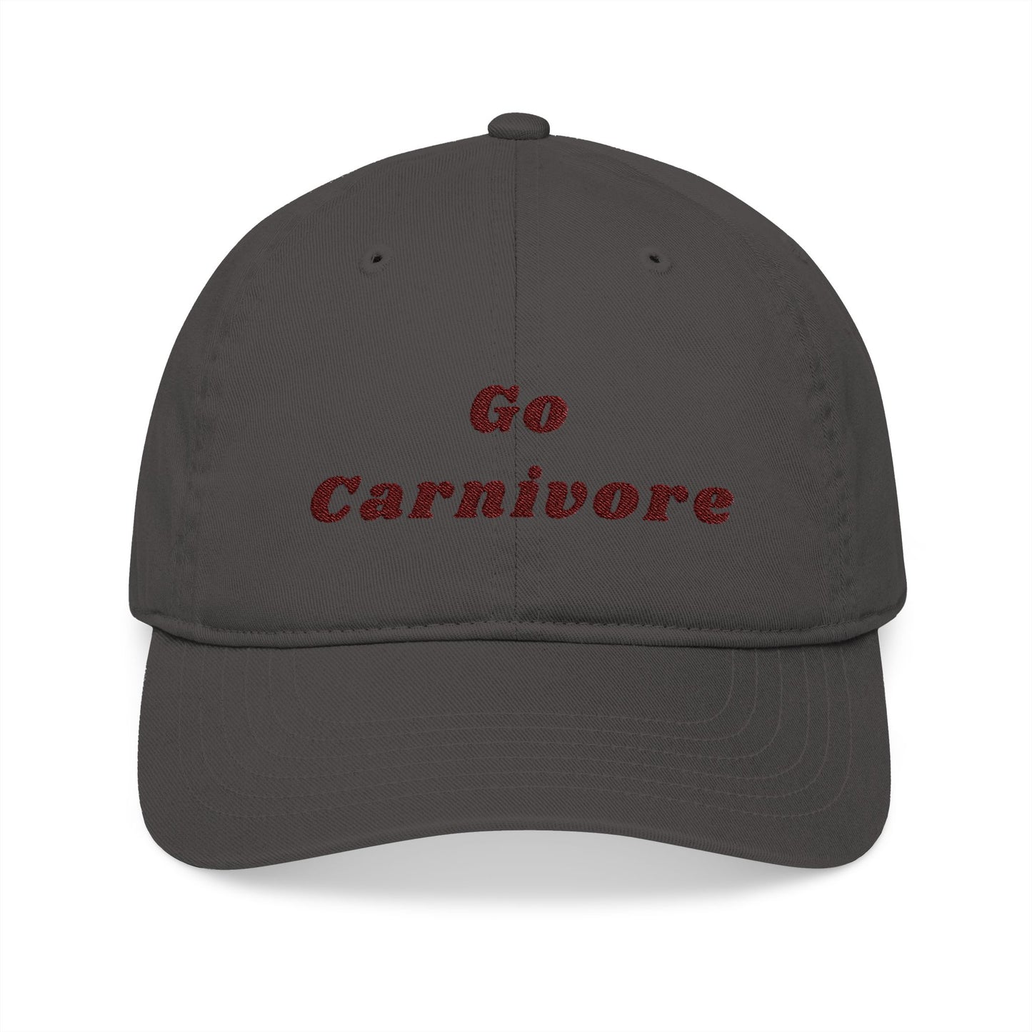 'Go Carnivore' Organic Baseball Cap, Carnivore Diet Apparel, Outdoor Sports Hat, Eco-Friendly Cap