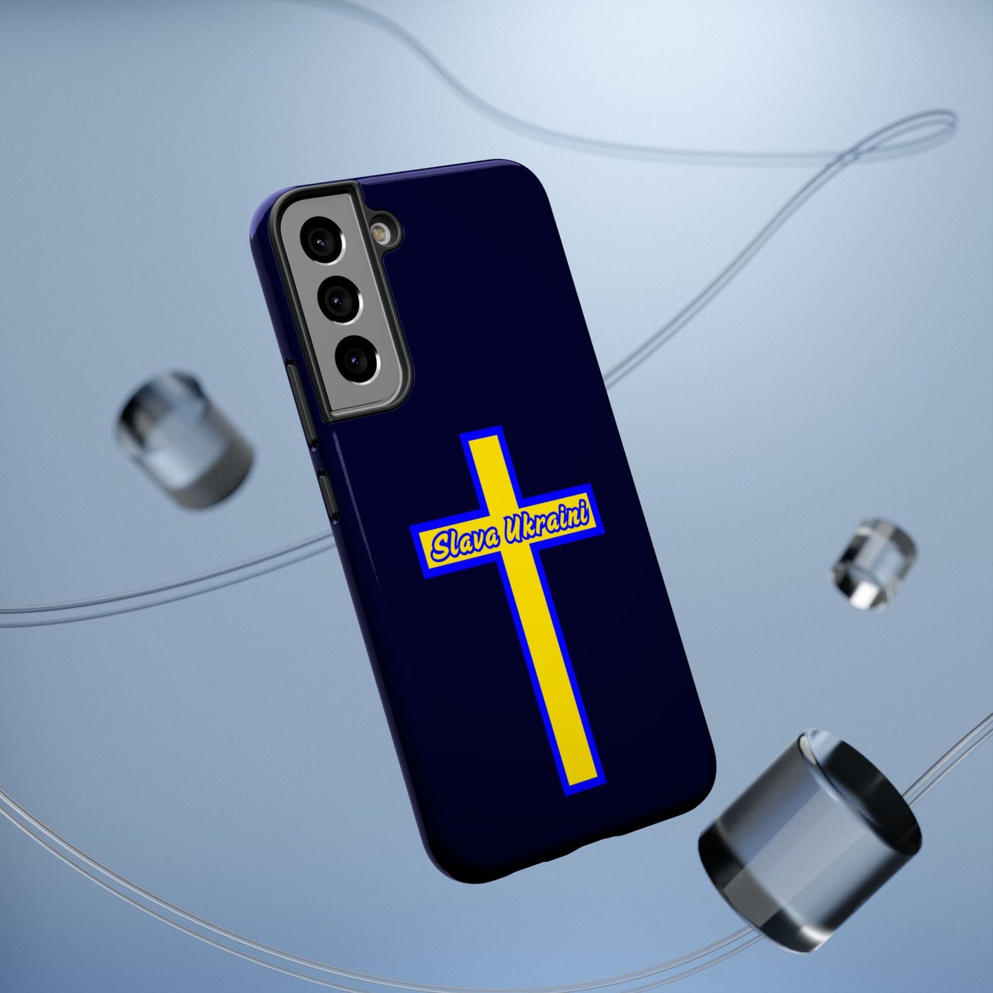 Ukrainian Pride Cross Phone Case, Impact-Resistant Case, 'Slava Ukraini', Support Ukraine, Durable Phone Case