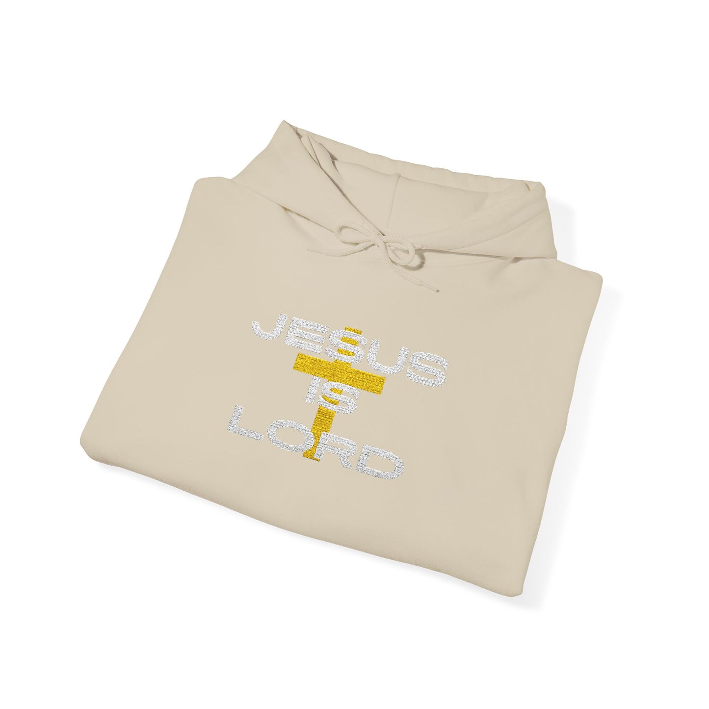 'Jesus is Lord' With Cross Chest Embroidery Unisex Heavy Blend™ Hooded Sweatshirt, Christian Apparel