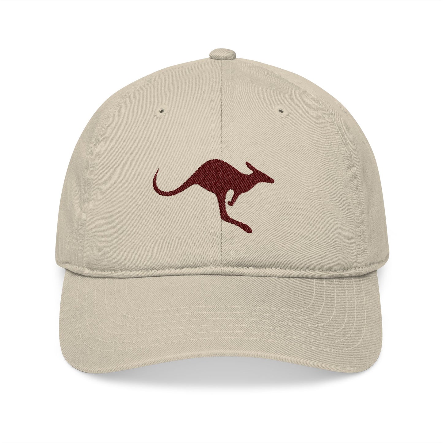Organic Baseball Cap with Kangaroo Embroidery, Eco-Friendly Hat for Animal or Australia Lovers