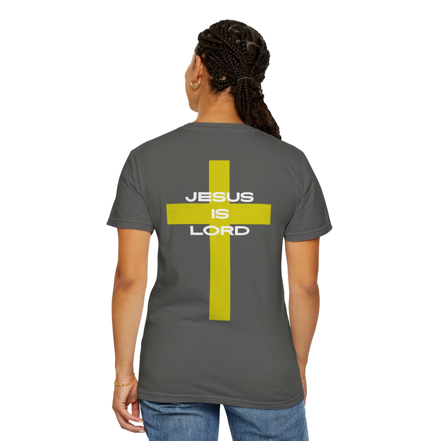 'Jesus is Lord' Font and Back Design Unisex T-Shirt, Christian Apparel