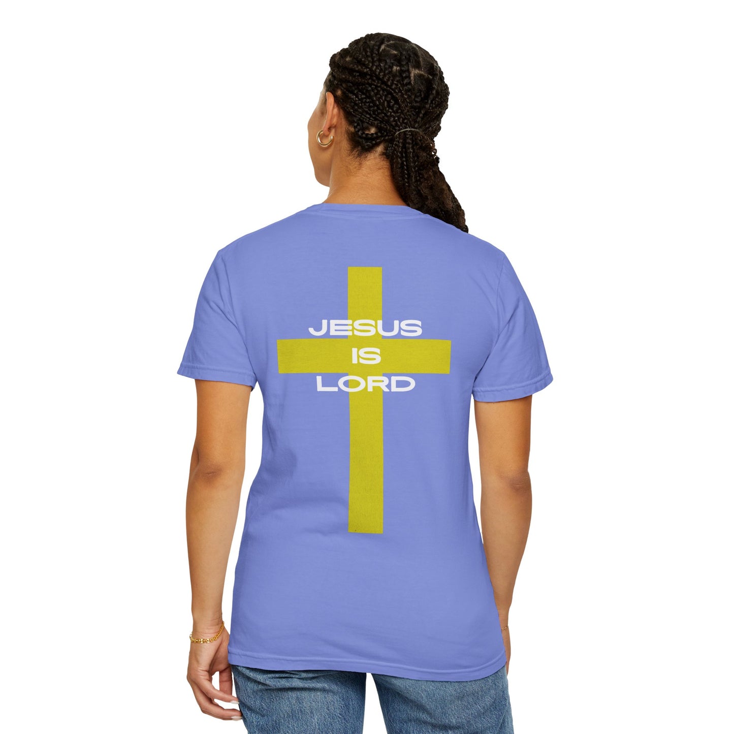 'Jesus is Lord' Font and Back Design Unisex T-Shirt, Christian Apparel