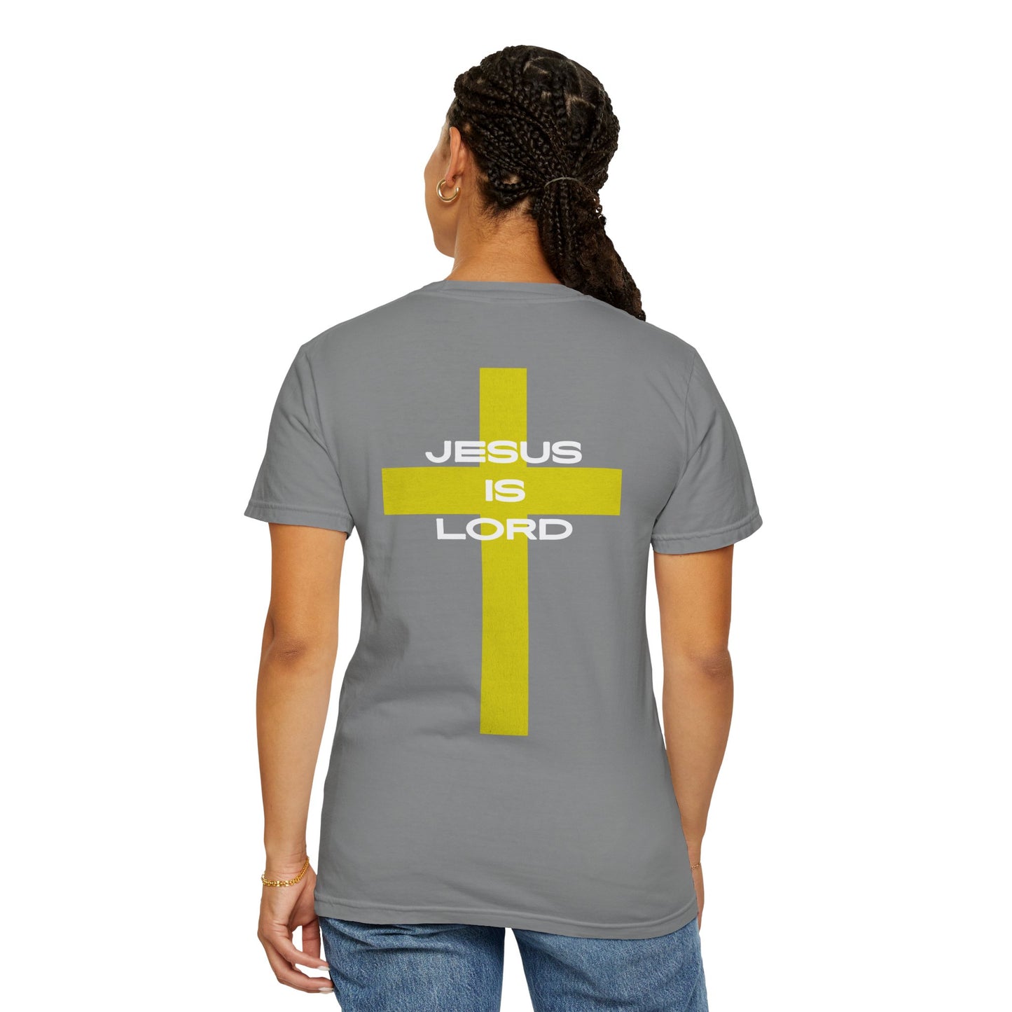 'Jesus is Lord' Font and Back Design Unisex T-Shirt, Christian Apparel