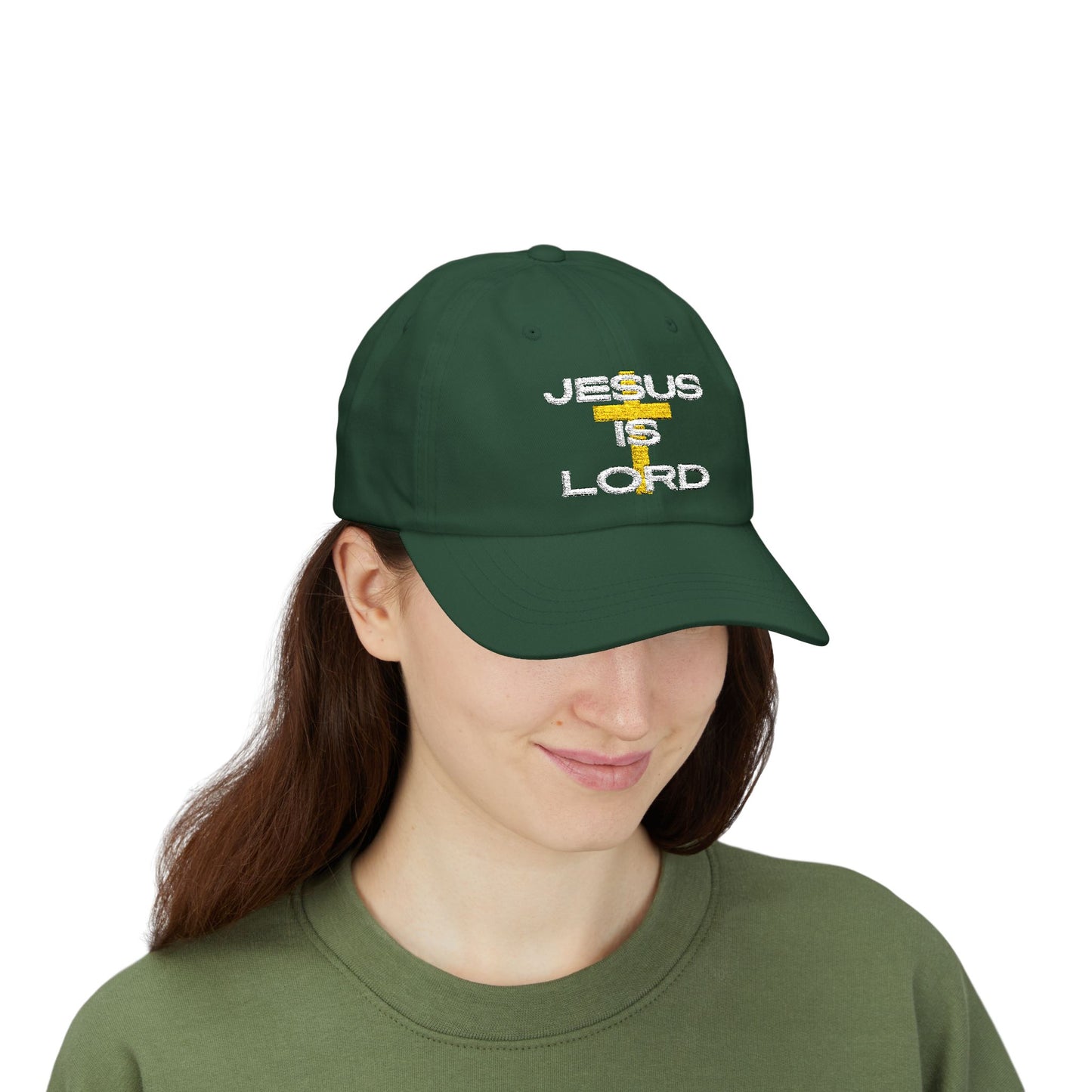 Classic Ball Cap with 'Jesus is Lord' Embroidery Design, Christian Apparel Hat, Gift for Christians, Faith-Based Accessory, Everyday Wear Cap