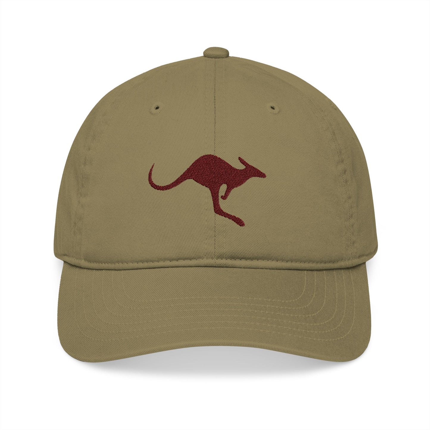 Organic Baseball Cap with Kangaroo Embroidery, Eco-Friendly Hat for Animal or Australia Lovers
