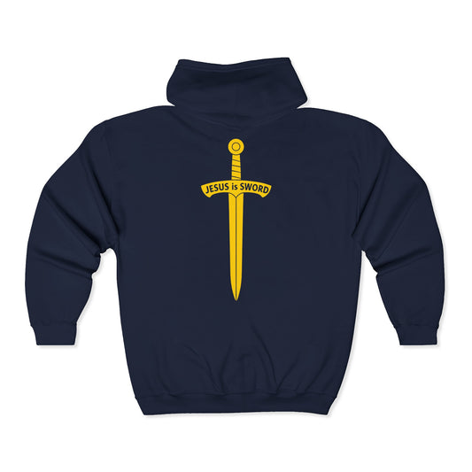 'JESUS is SWORD' Unisex Heavy Blend™ Full Zip Hooded Sweatshirt, Christian Apparel, Jesus Sweatshirt, Jacket