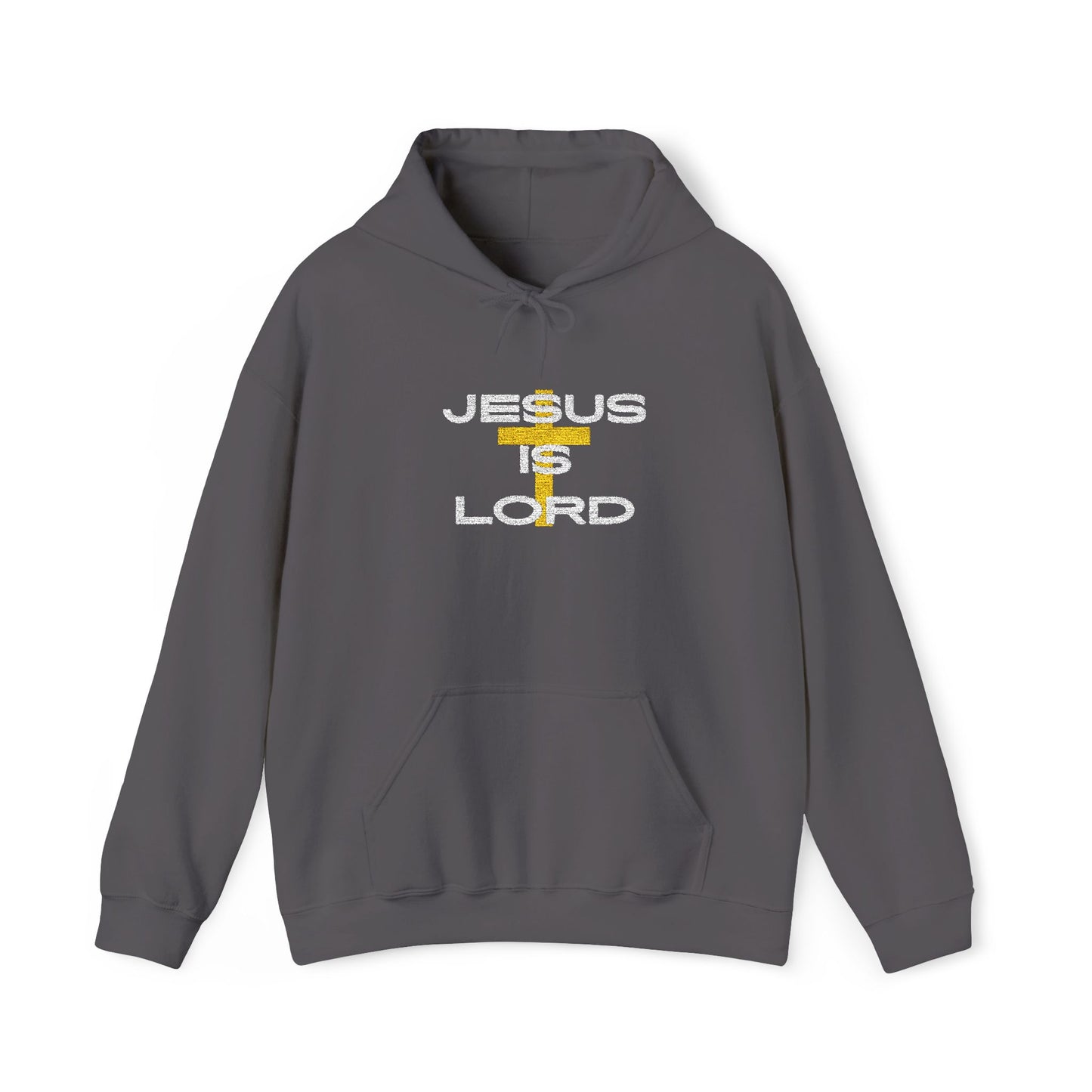 'Jesus is Lord' With Cross Chest Embroidery Unisex Heavy Blend™ Hooded Sweatshirt, Christian Apparel