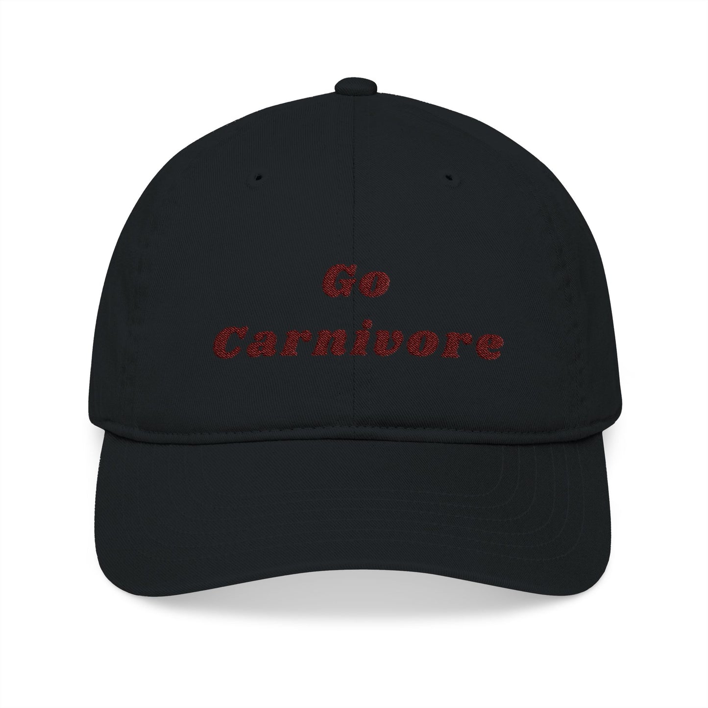 'Go Carnivore' Organic Baseball Cap, Carnivore Diet Apparel, Outdoor Sports Hat, Eco-Friendly Cap