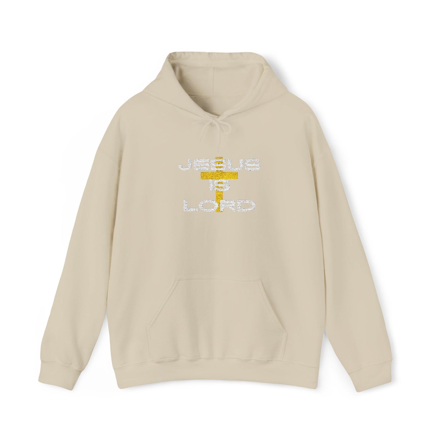 'Jesus is Lord' With Cross Chest Embroidery Unisex Heavy Blend™ Hooded Sweatshirt, Christian Apparel