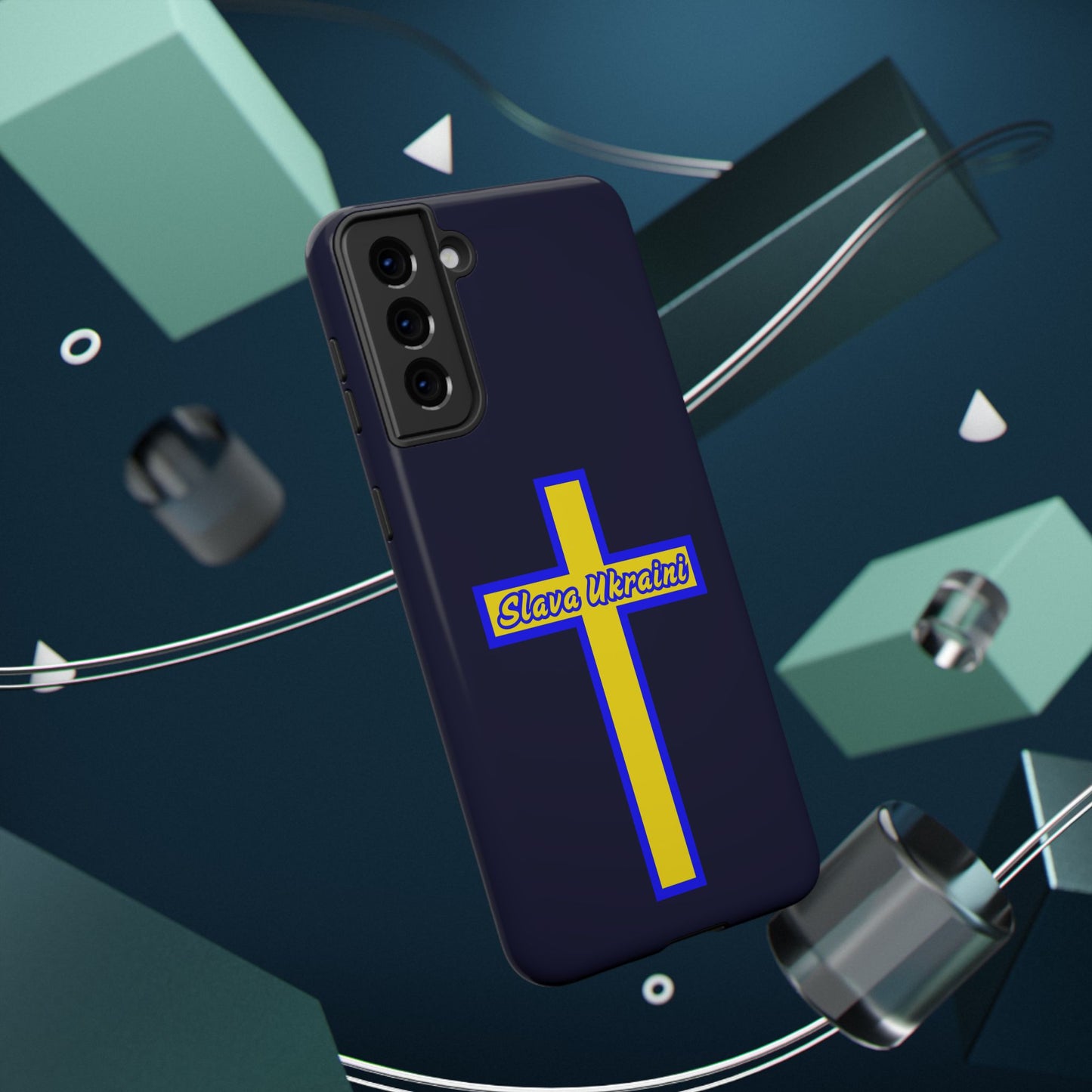 Ukrainian Pride Cross Phone Case, Impact-Resistant Case, 'Slava Ukraini', Support Ukraine, Durable Phone Case