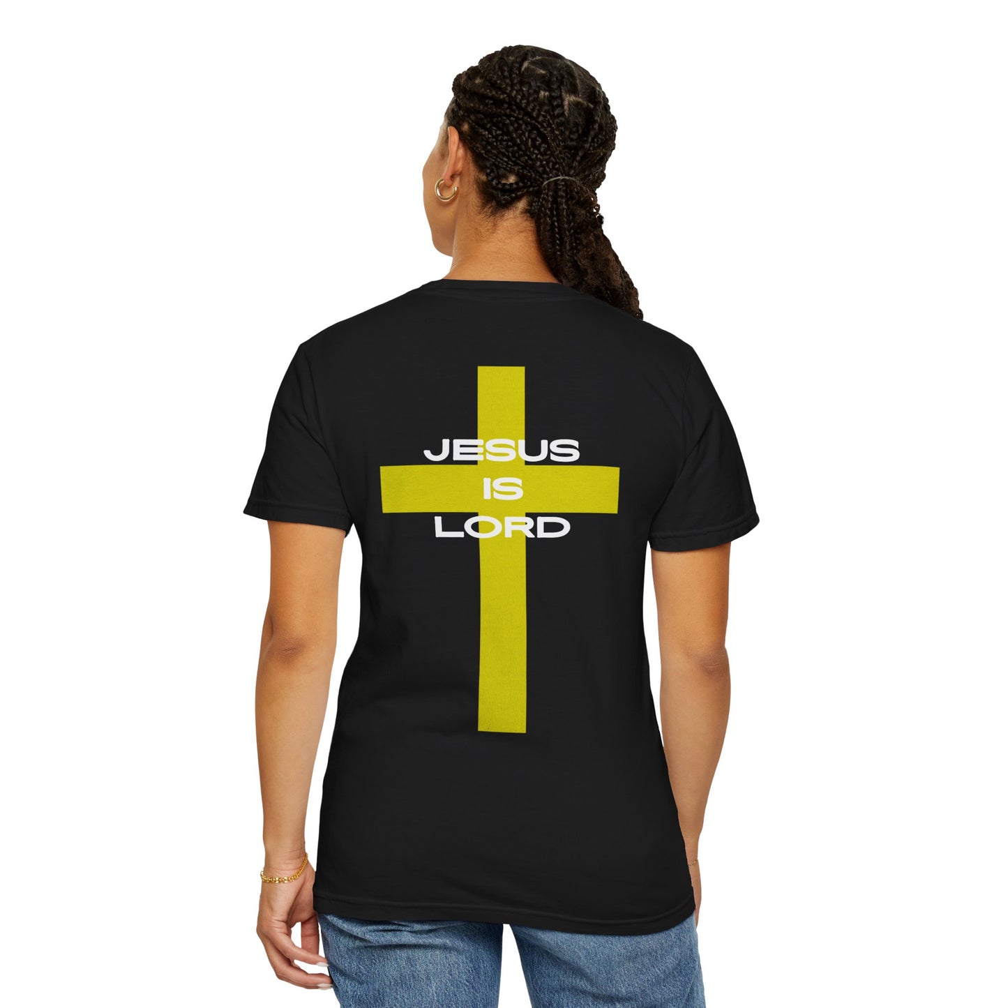 'Jesus is Lord' Font and Back Design Unisex T-Shirt, Christian Apparel