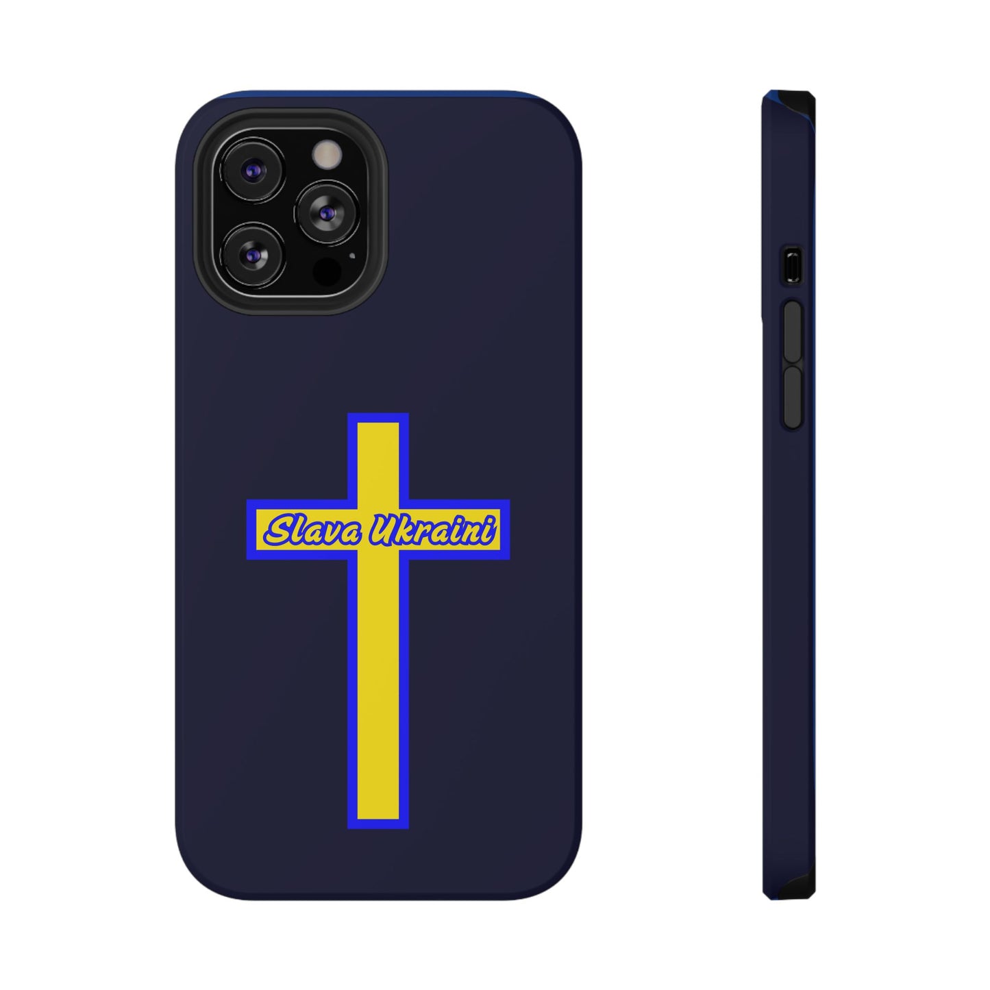 Ukrainian Pride Cross Phone Case, Impact-Resistant Case, 'Slava Ukraini', Support Ukraine, Durable Phone Case