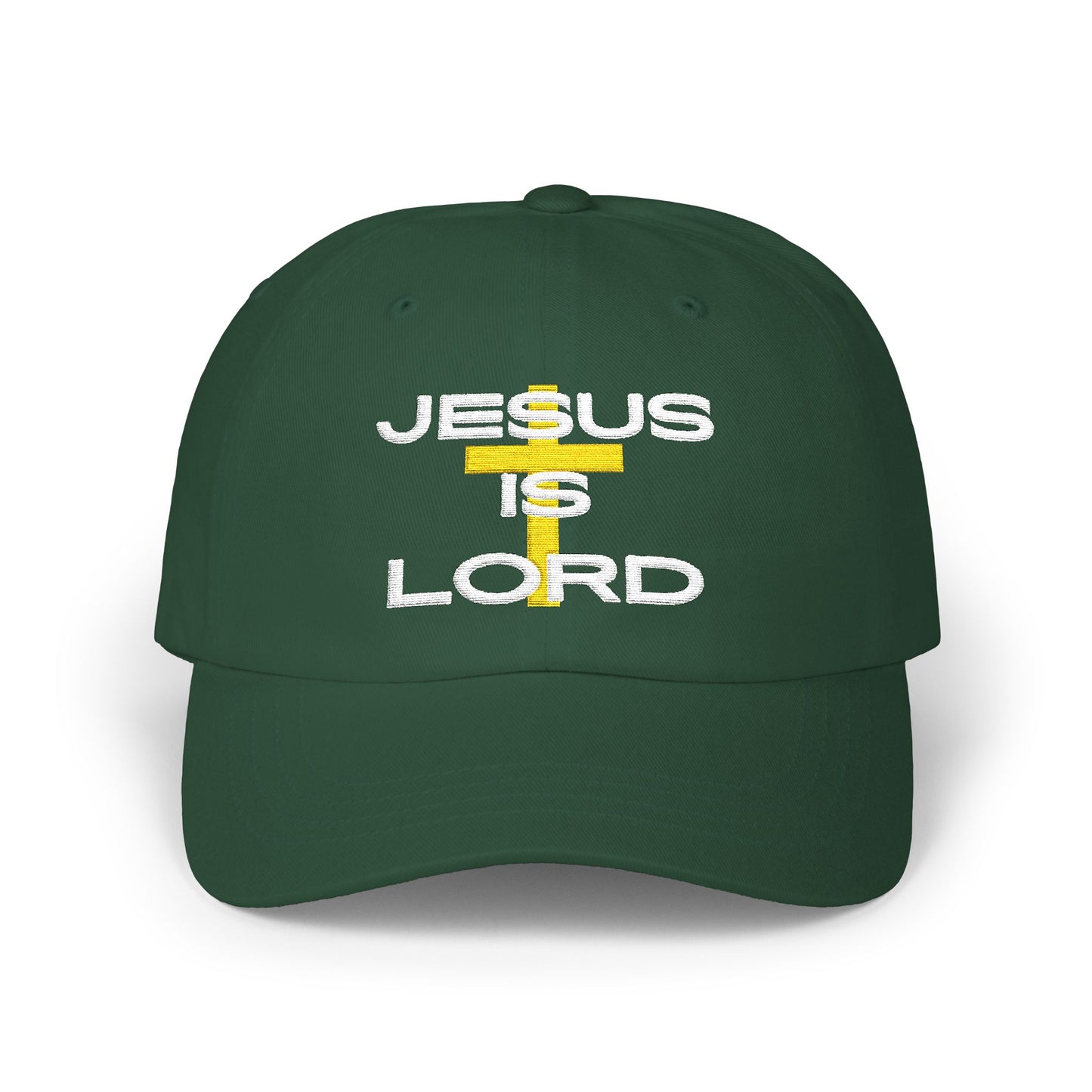 Classic Ball Cap with 'Jesus is Lord' Embroidery Design, Christian Apparel Hat, Gift for Christians, Faith-Based Accessory, Everyday Wear Cap