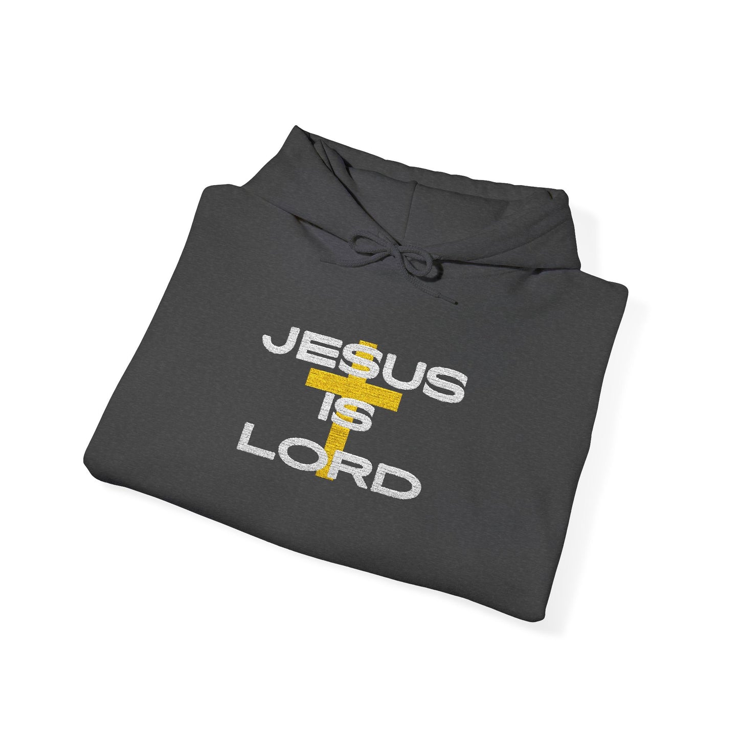 'Jesus is Lord' With Cross Chest Embroidery Unisex Heavy Blend™ Hooded Sweatshirt, Christian Apparel