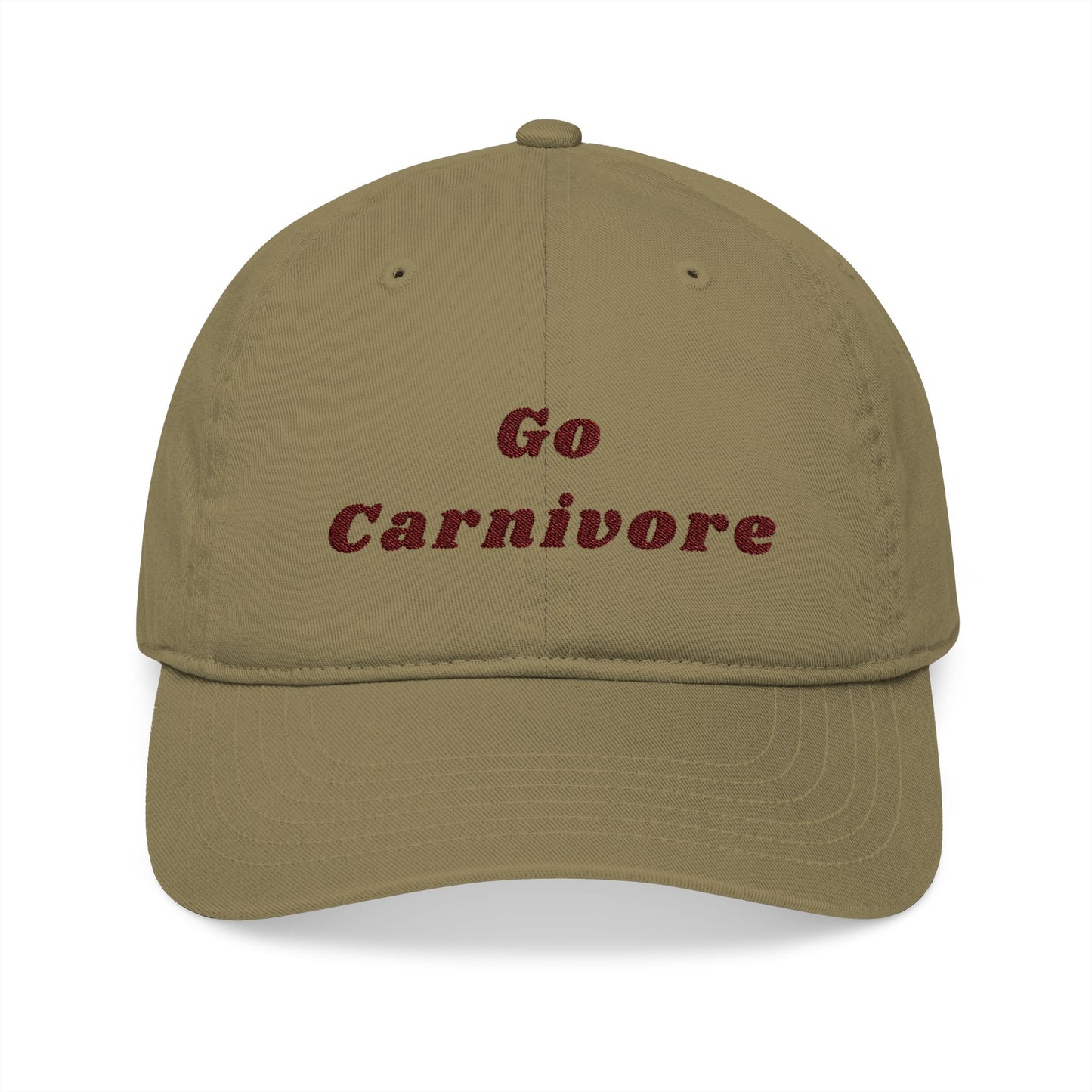 'Go Carnivore' Organic Baseball Cap, Carnivore Diet Apparel, Outdoor Sports Hat, Eco-Friendly Cap