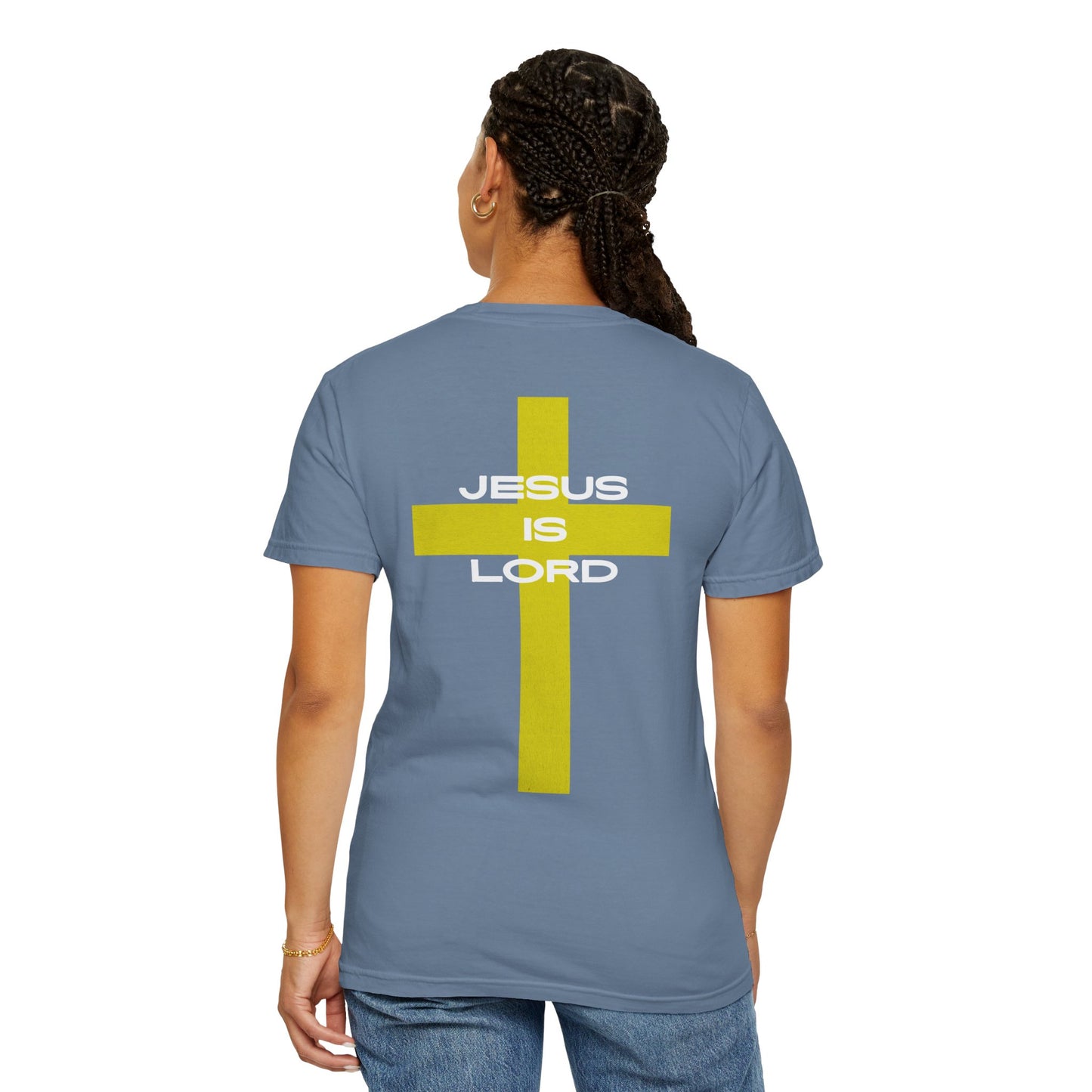'Jesus is Lord' Font and Back Design Unisex T-Shirt, Christian Apparel