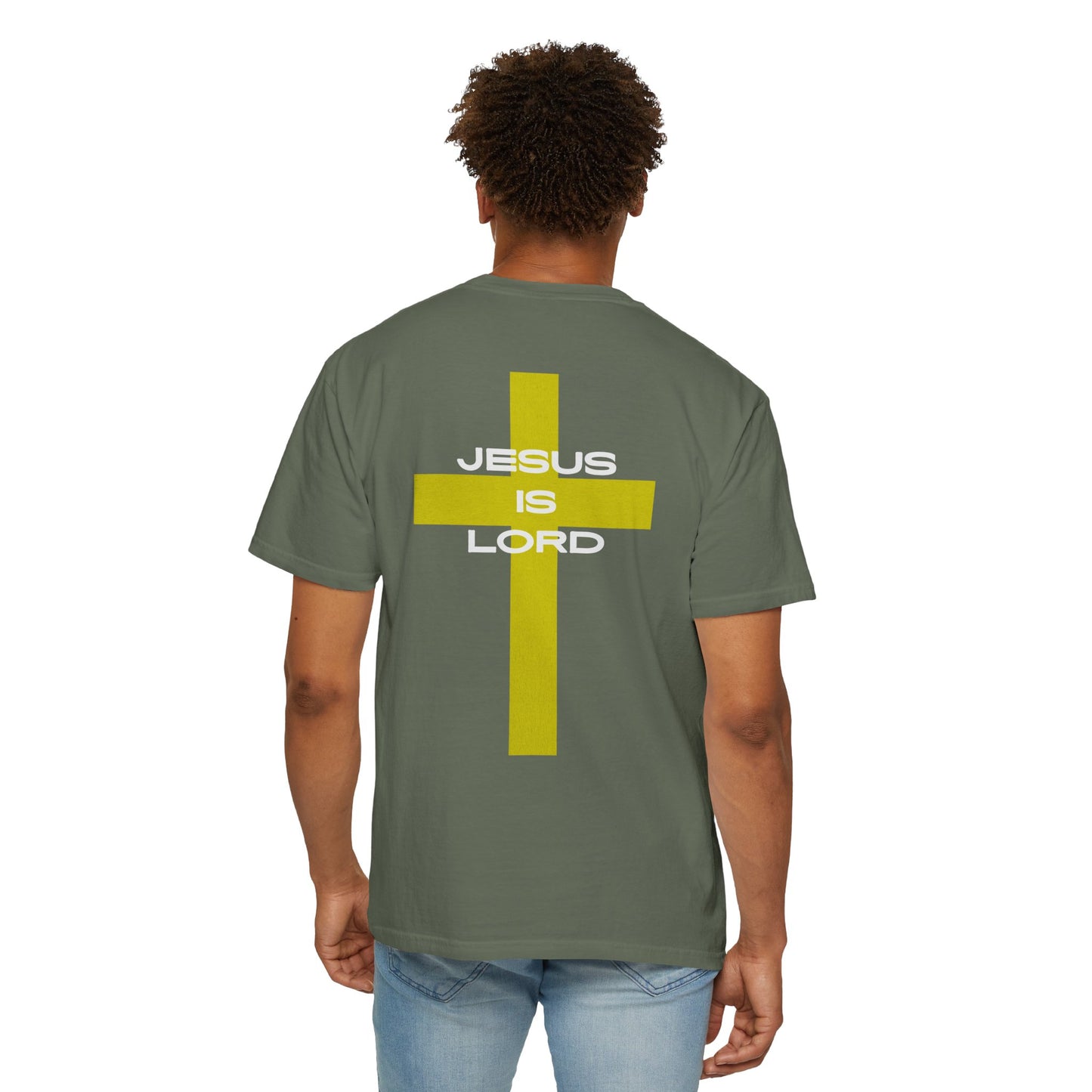 'Jesus is Lord' Font and Back Design Unisex T-Shirt, Christian Apparel