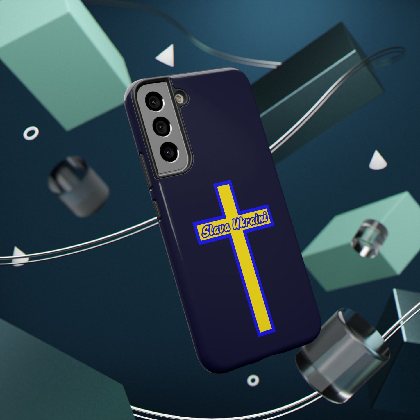 Ukrainian Pride Cross Phone Case, Impact-Resistant Case, 'Slava Ukraini', Support Ukraine, Durable Phone Case