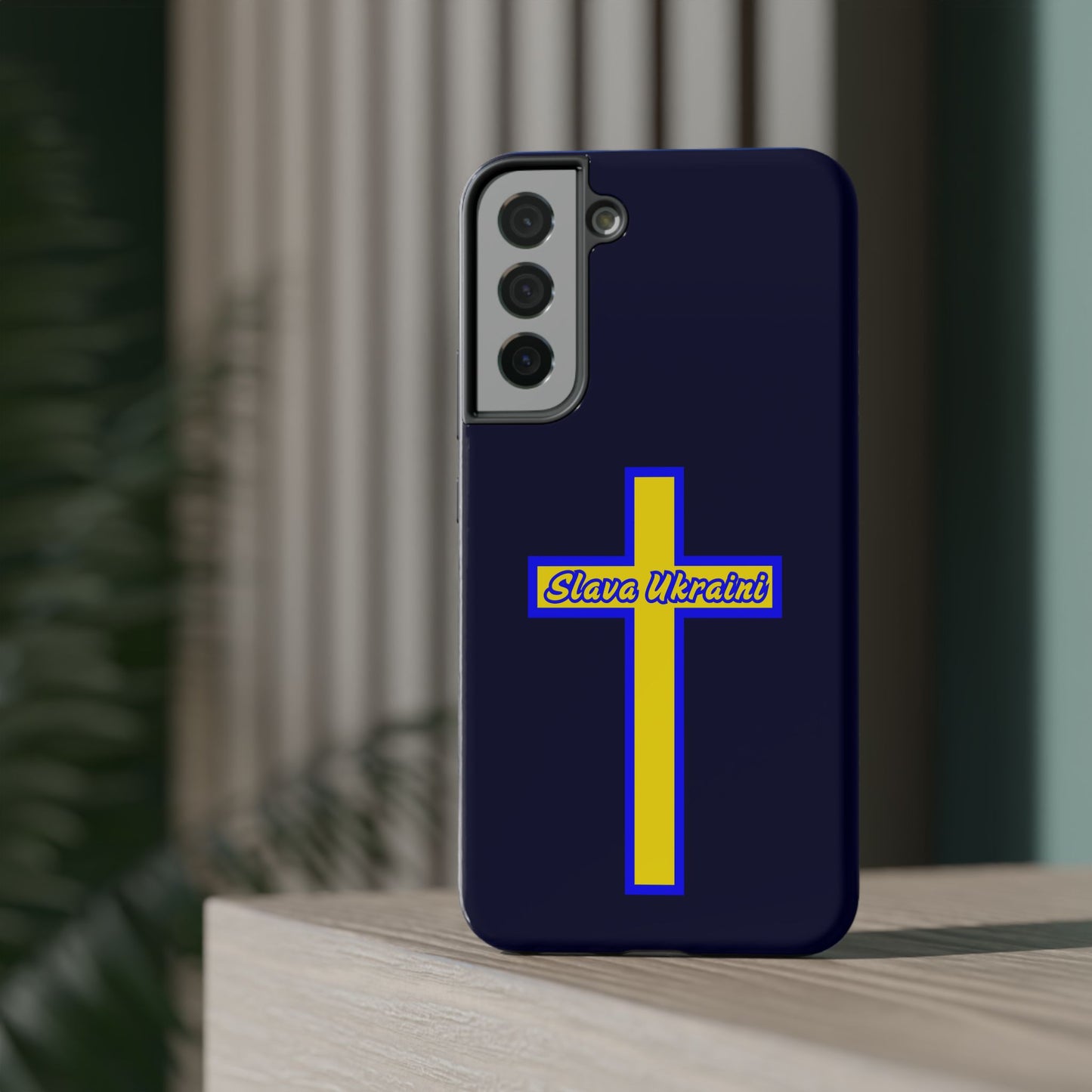 Ukrainian Pride Cross Phone Case, Impact-Resistant Case, 'Slava Ukraini', Support Ukraine, Durable Phone Case