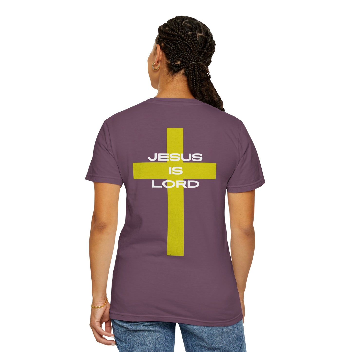 'Jesus is Lord' Font and Back Design Unisex T-Shirt, Christian Apparel