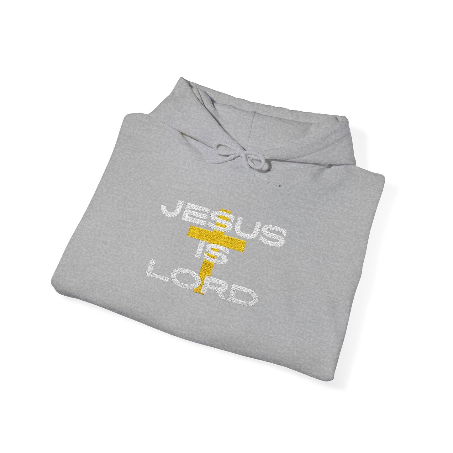 'Jesus is Lord' With Cross Chest Embroidery Unisex Heavy Blend™ Hooded Sweatshirt, Christian Apparel
