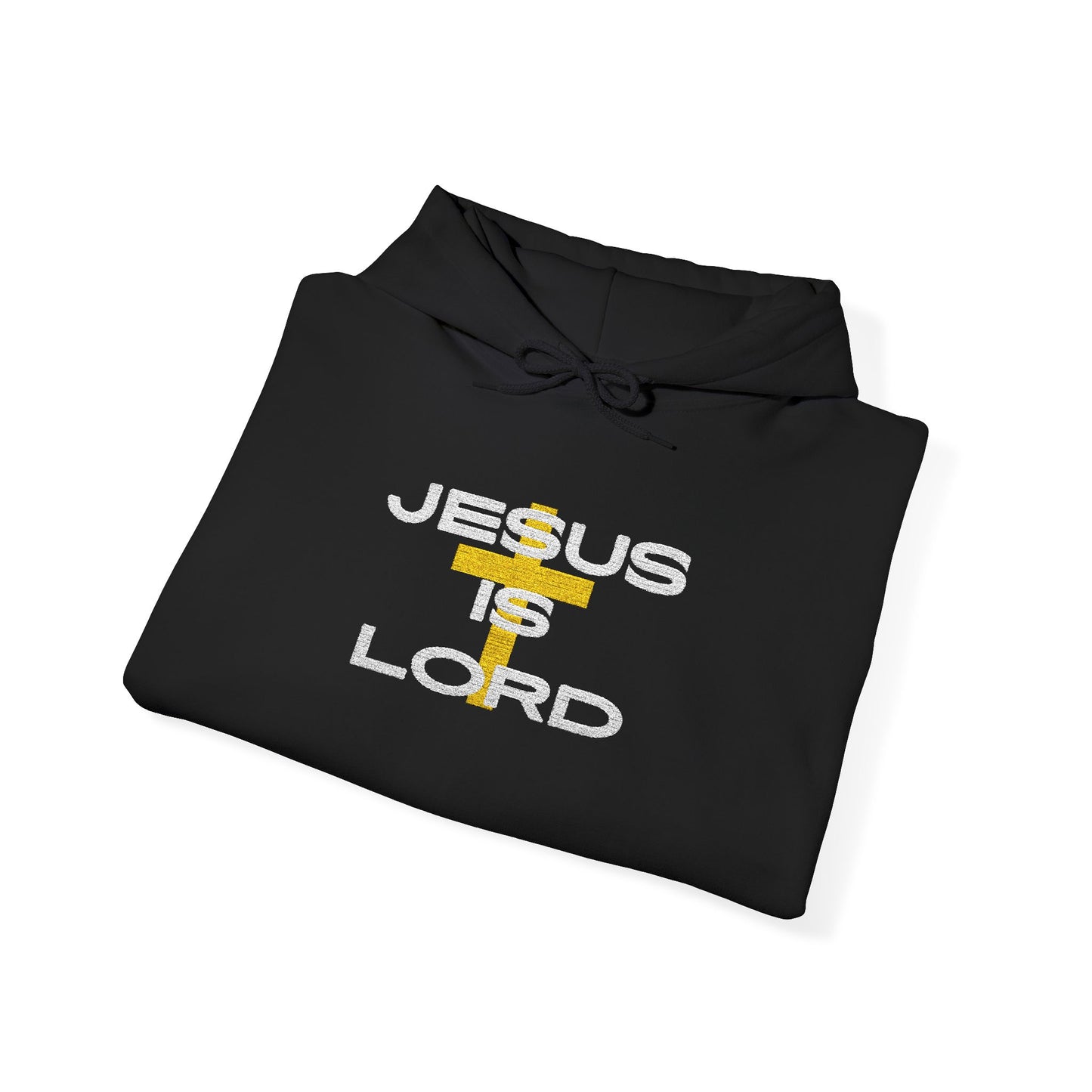 'Jesus is Lord' With Cross Chest Embroidery Unisex Heavy Blend™ Hooded Sweatshirt, Christian Apparel