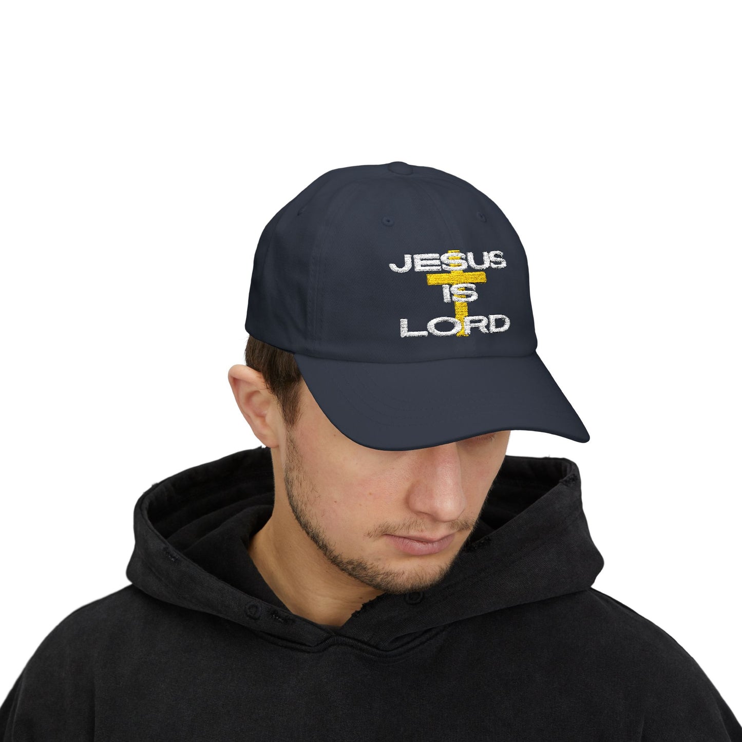 Classic Ball Cap with 'Jesus is Lord' Embroidery Design, Christian Apparel Hat, Gift for Christians, Faith-Based Accessory, Everyday Wear Cap
