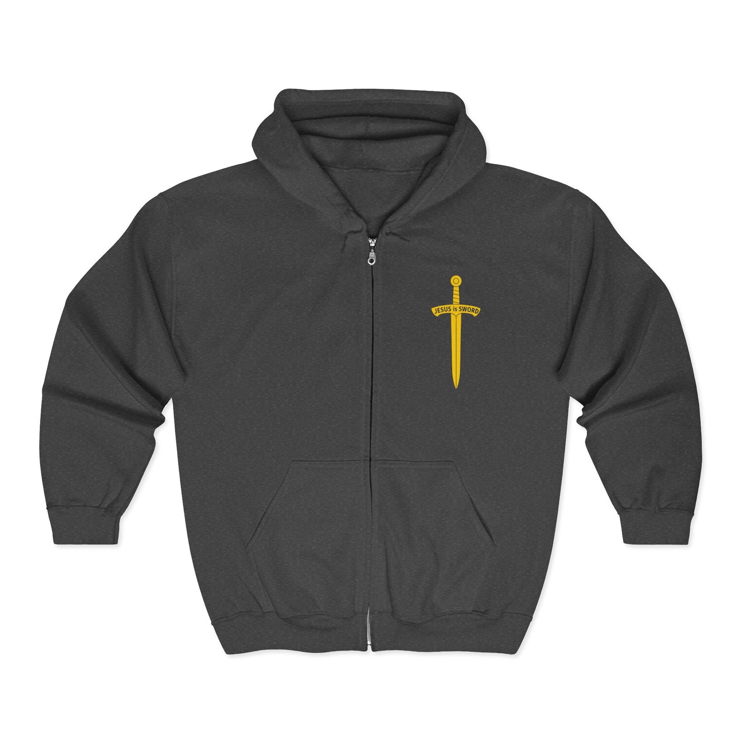 'JESUS is SWORD' Unisex Heavy Blend™ Full Zip Hooded Sweatshirt, Christian Apparel, Jesus Sweatshirt, Jacket