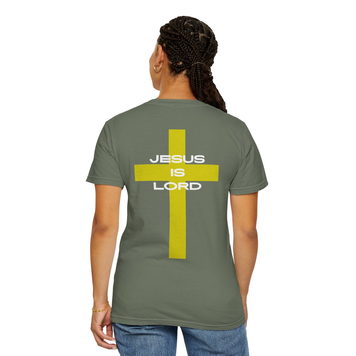 'Jesus is Lord' Font and Back Design Unisex T-Shirt, Christian Apparel