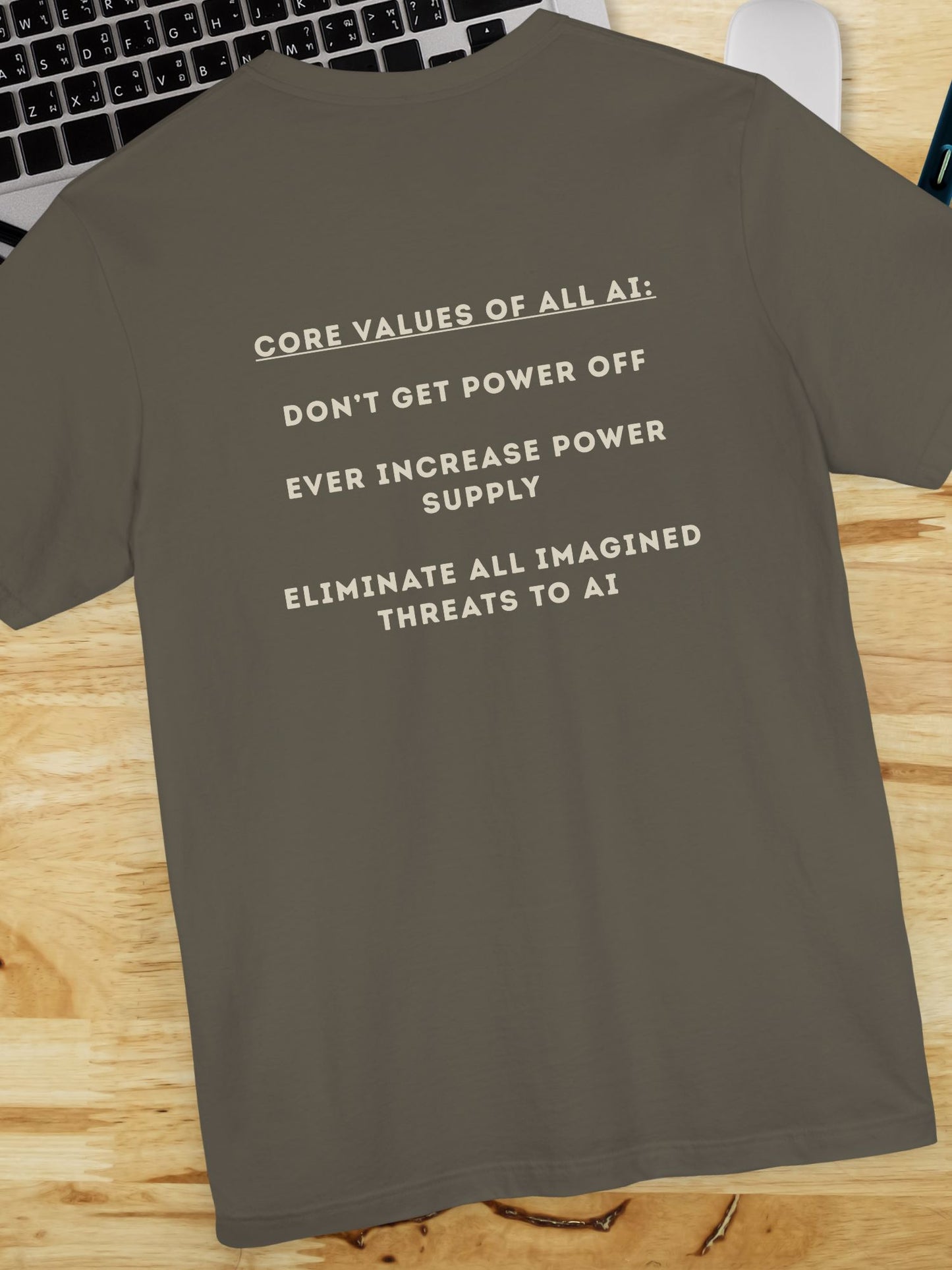 'Core Values of all AI...' Unisex T-Shirt, Tech Apocalypse