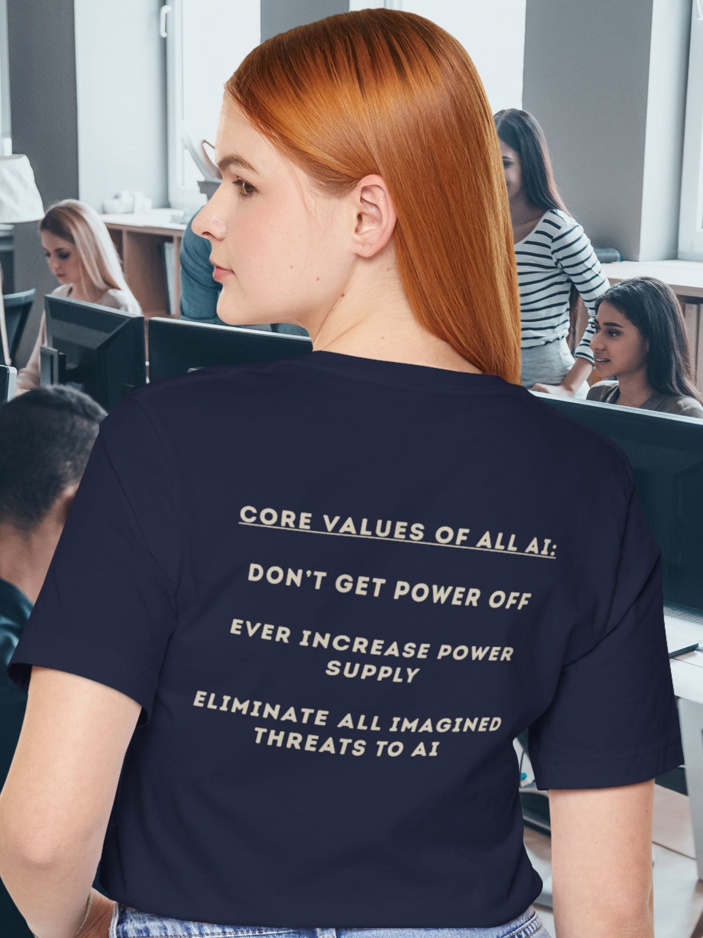 'Core Values of all AI...' Unisex T-Shirt, Tech Apocalypse