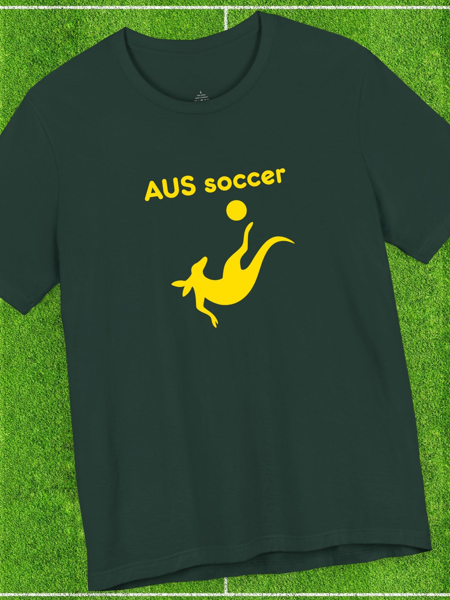 'AUS soccer' Kangaroo Graphic Unisex T-Shirt, Australian Soccer Fan, Animal Lover, Sports Apparel