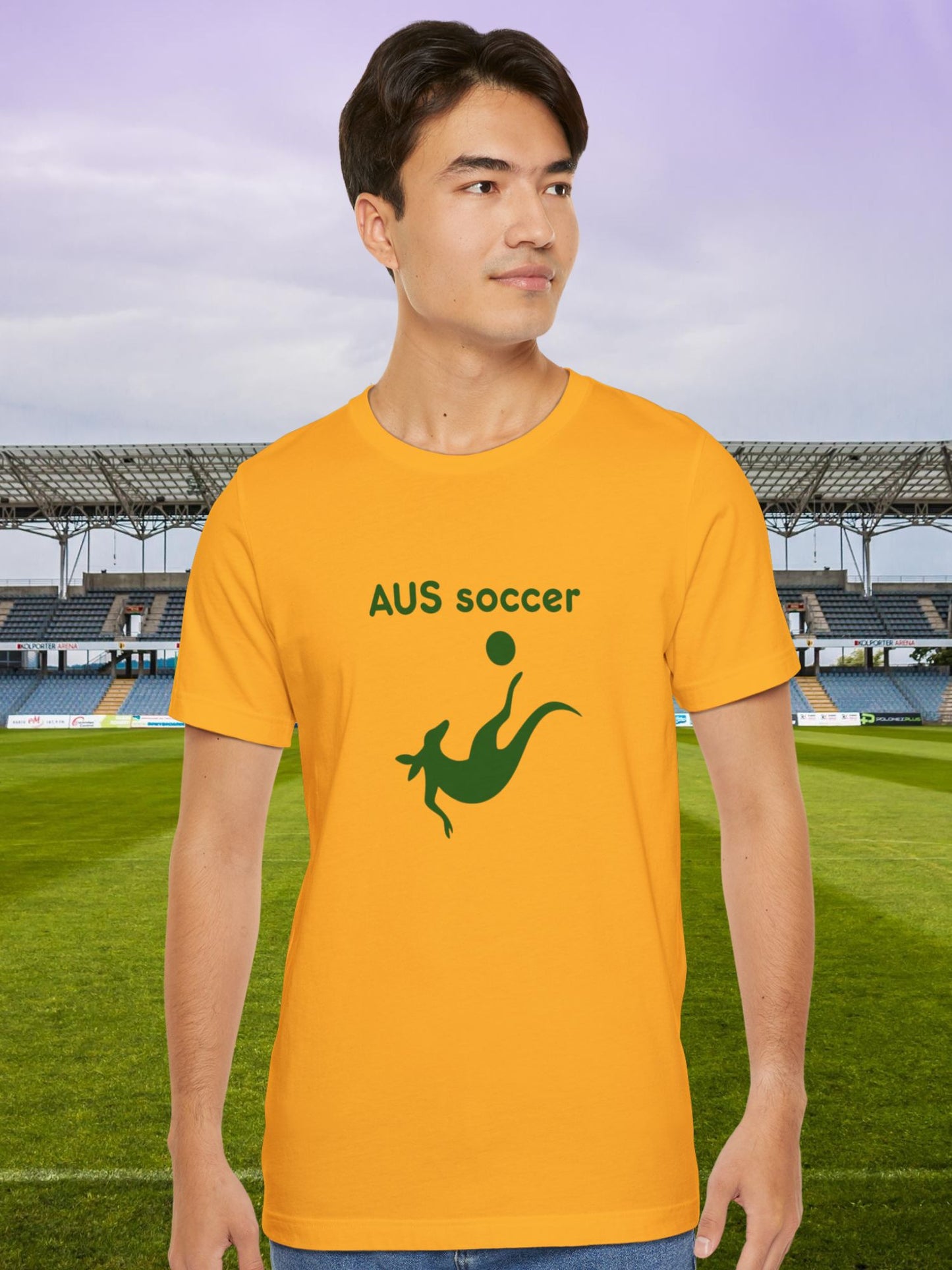 'AUS soccer' Kangaroo Graphic Unisex T-Shirt, Australian Soccer Fan, Animal Lover, Sports Apparel