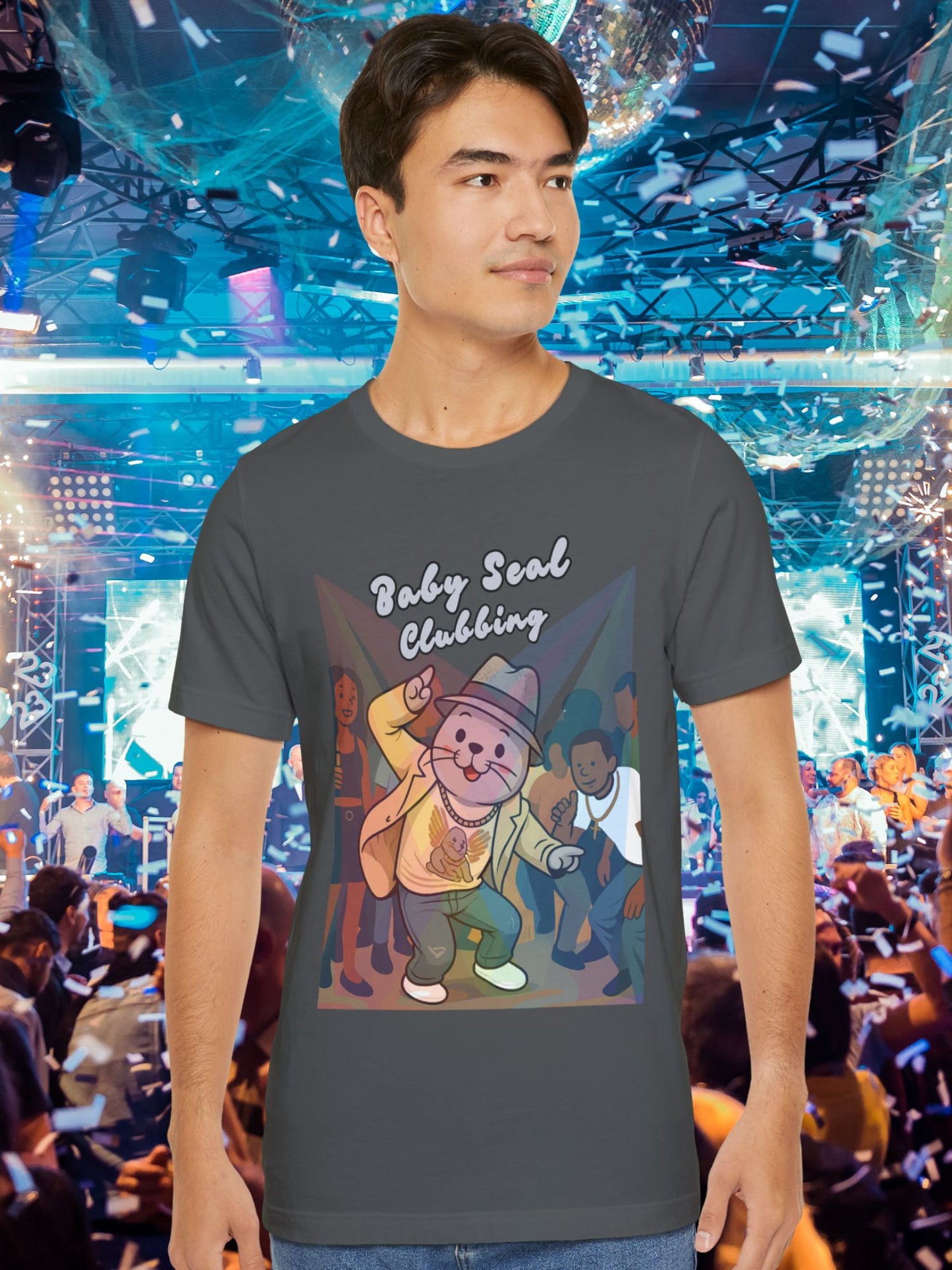 'Baby Seal Clubbing' Unisex T-Shirt, Cute Animal Tee, Dance Party