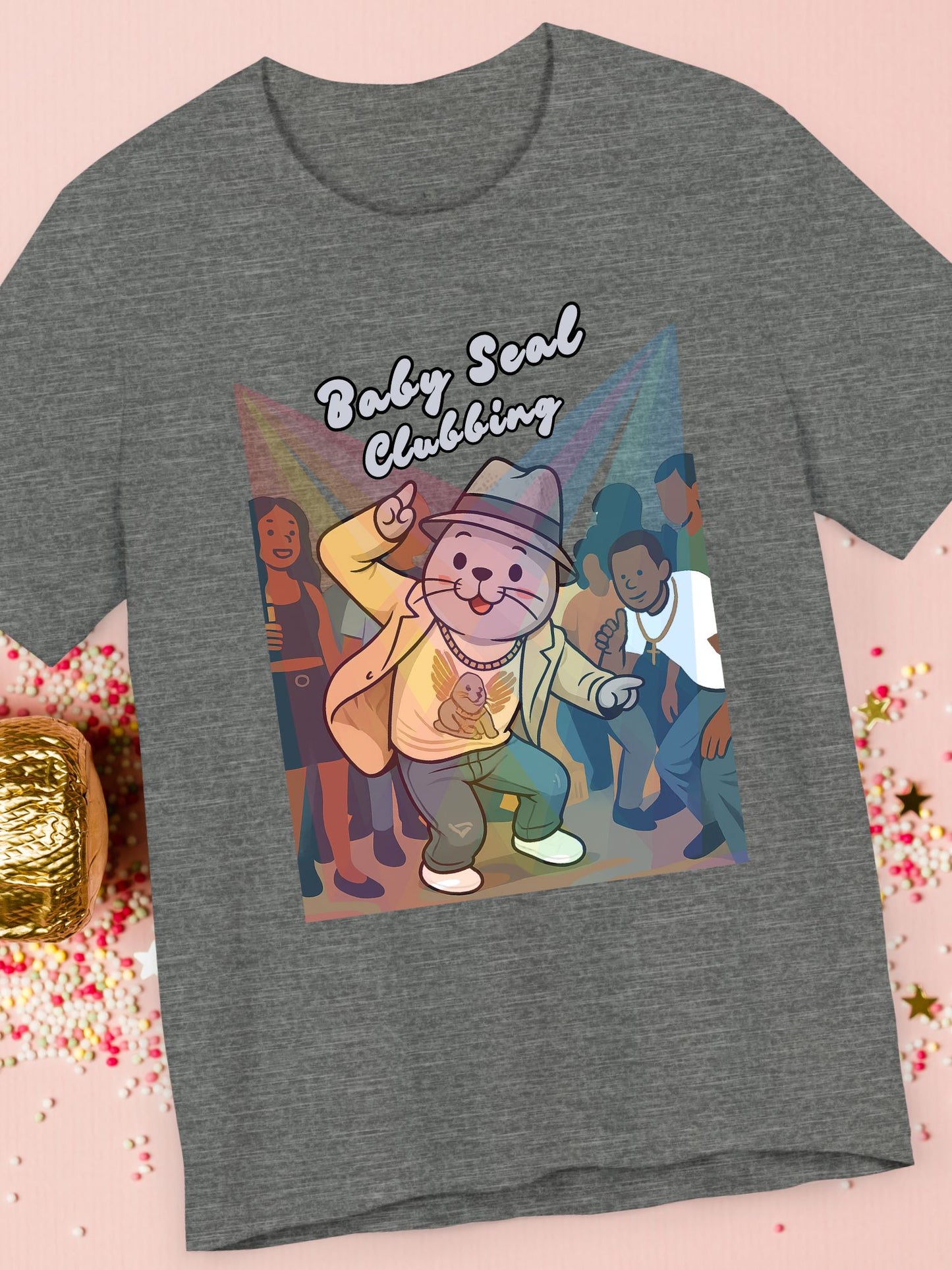 'Baby Seal Clubbing' Unisex T-Shirt, Cute Animal Tee, Dance Party