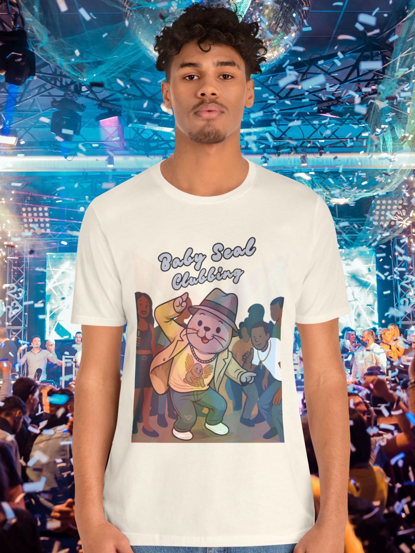 'Baby Seal Clubbing' Unisex T-Shirt, Cute Animal Tee, Dance Party