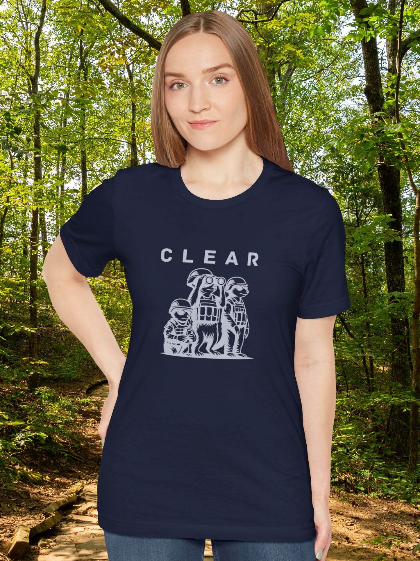 'CLEAR' Meerkat Army Graphic Unisex T-Shirt, Animal Lovers, Military Humour