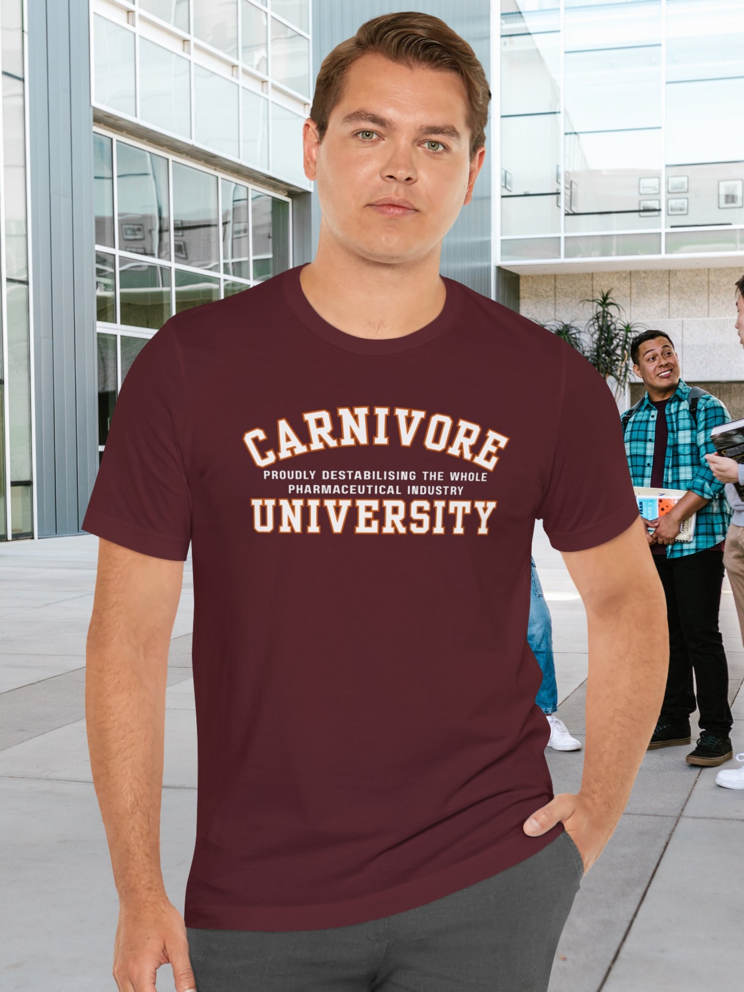 'Carnivore University' Unisex T-Shirt, Funny Gift for Carnivores, College Humour Apparel, Anti-Pharmaceutical Apparel