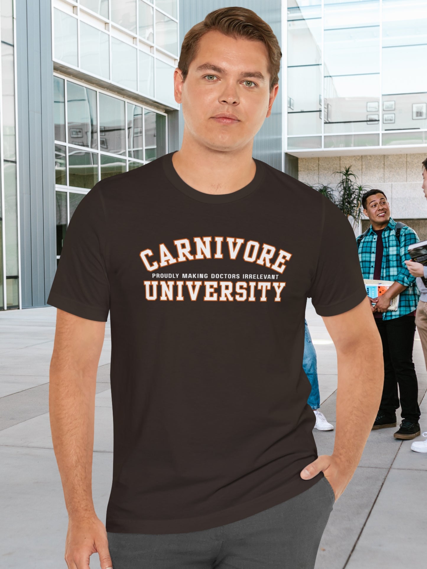 'Carnivore University, Proudly Making Doctors Irrelevant' Unisex T-Shirt, Humous College Shirt, Carnivore Diet Gift, Health and Wellness Apparel