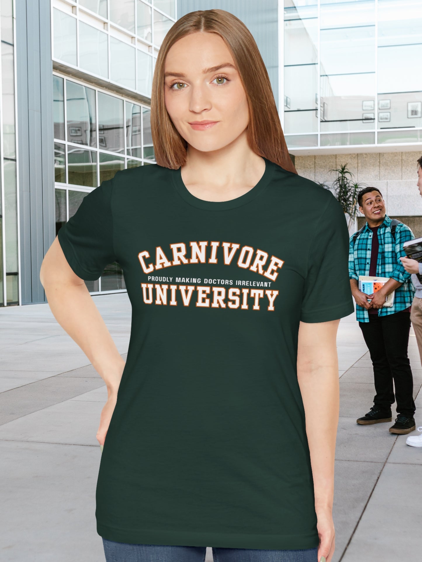 'Carnivore University, Proudly Making Doctors Irrelevant' Unisex T-Shirt, Humous College Shirt, Carnivore Diet Gift, Health and Wellness Apparel