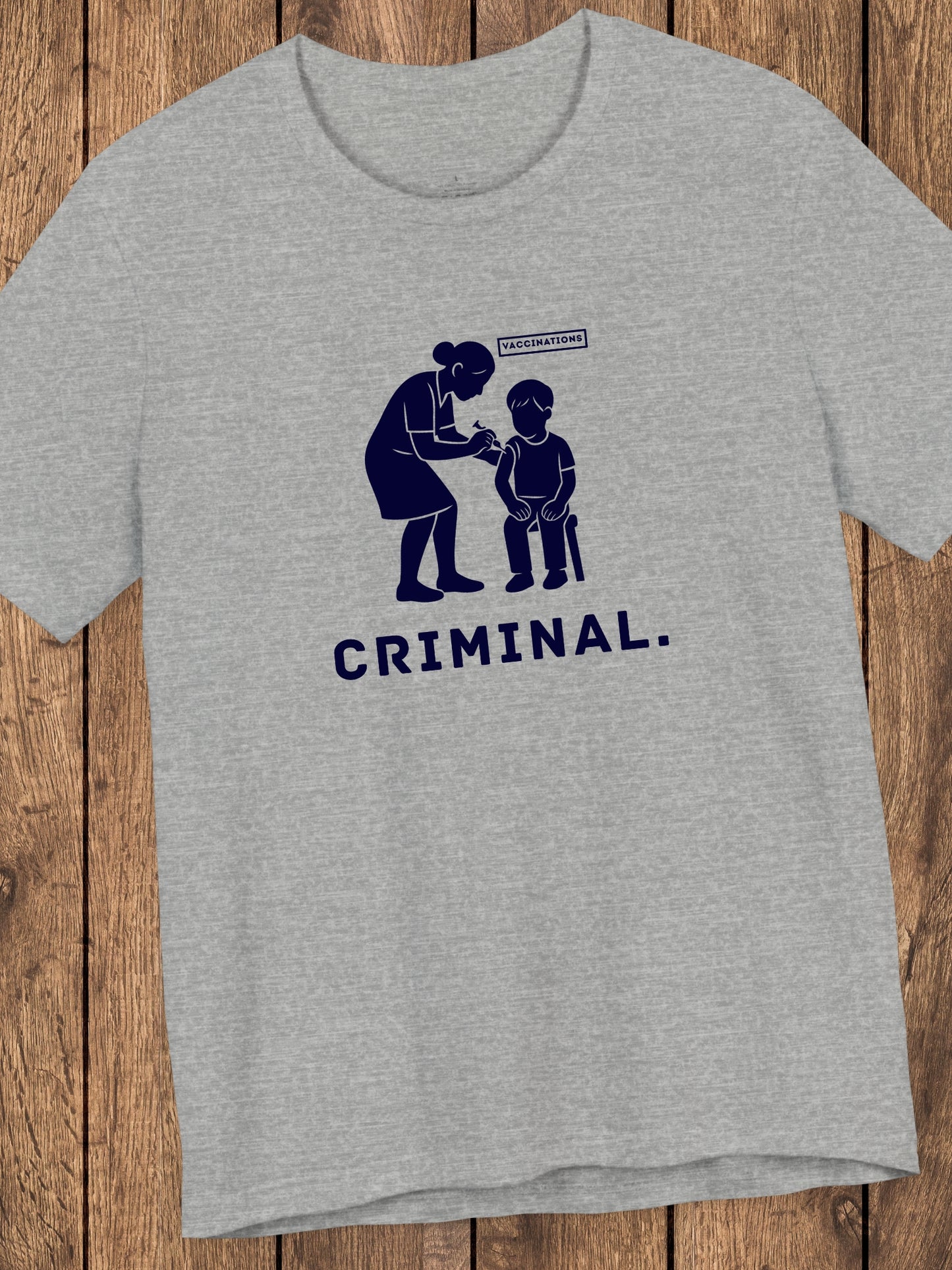 'Criminal.' Child being Vaccinated Graphic Unisex T-Shirt, Anti-Vaccination Wear, Anti-Child Abuse Shirt, Crime Awareness Tee