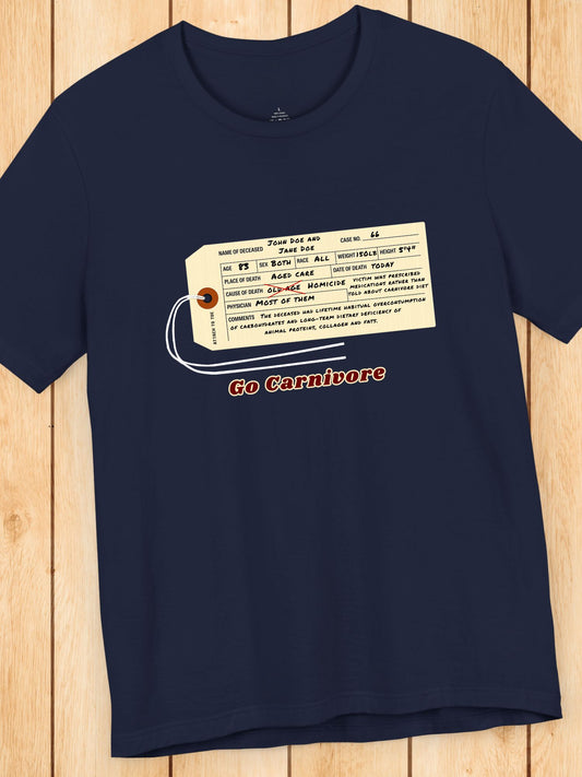 D.O.A. Tag Graphic 'Go Carnivore' Unisex T-Shirt, Carnivore Diet Apparel, Health and Wellness