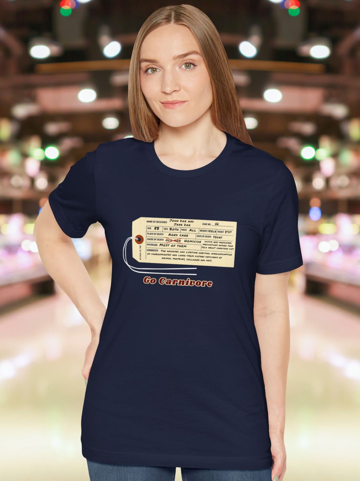 D.O.A. Tag Graphic 'Go Carnivore' Unisex T-Shirt, Carnivore Diet Apparel, Health and Wellness