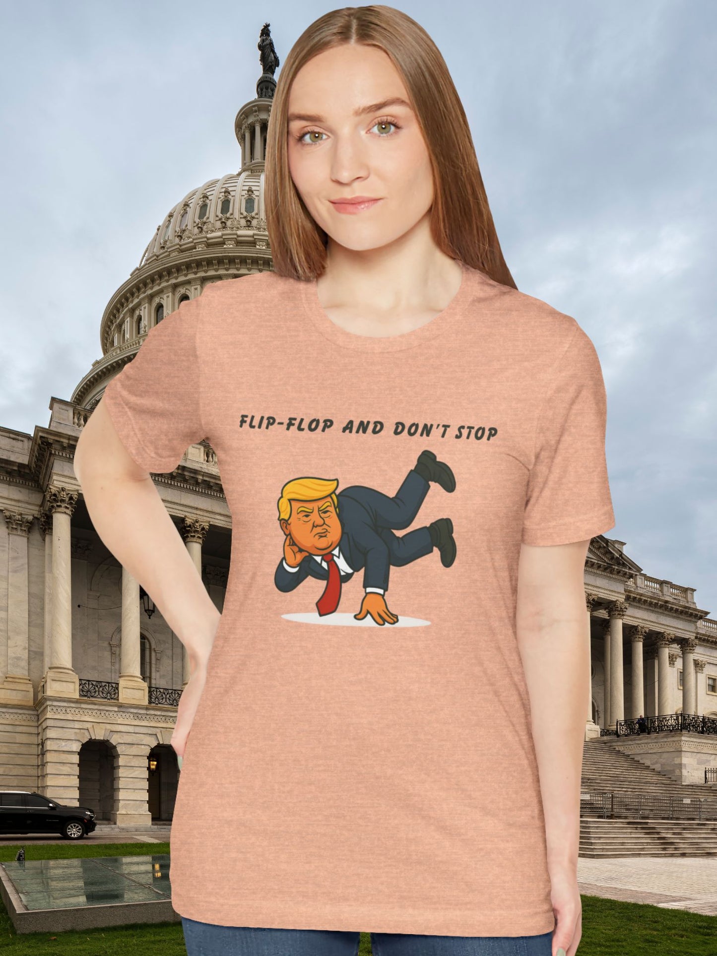 'Flip-Flop and Don't Stop' Breakdancing President Unisex T-Shirt