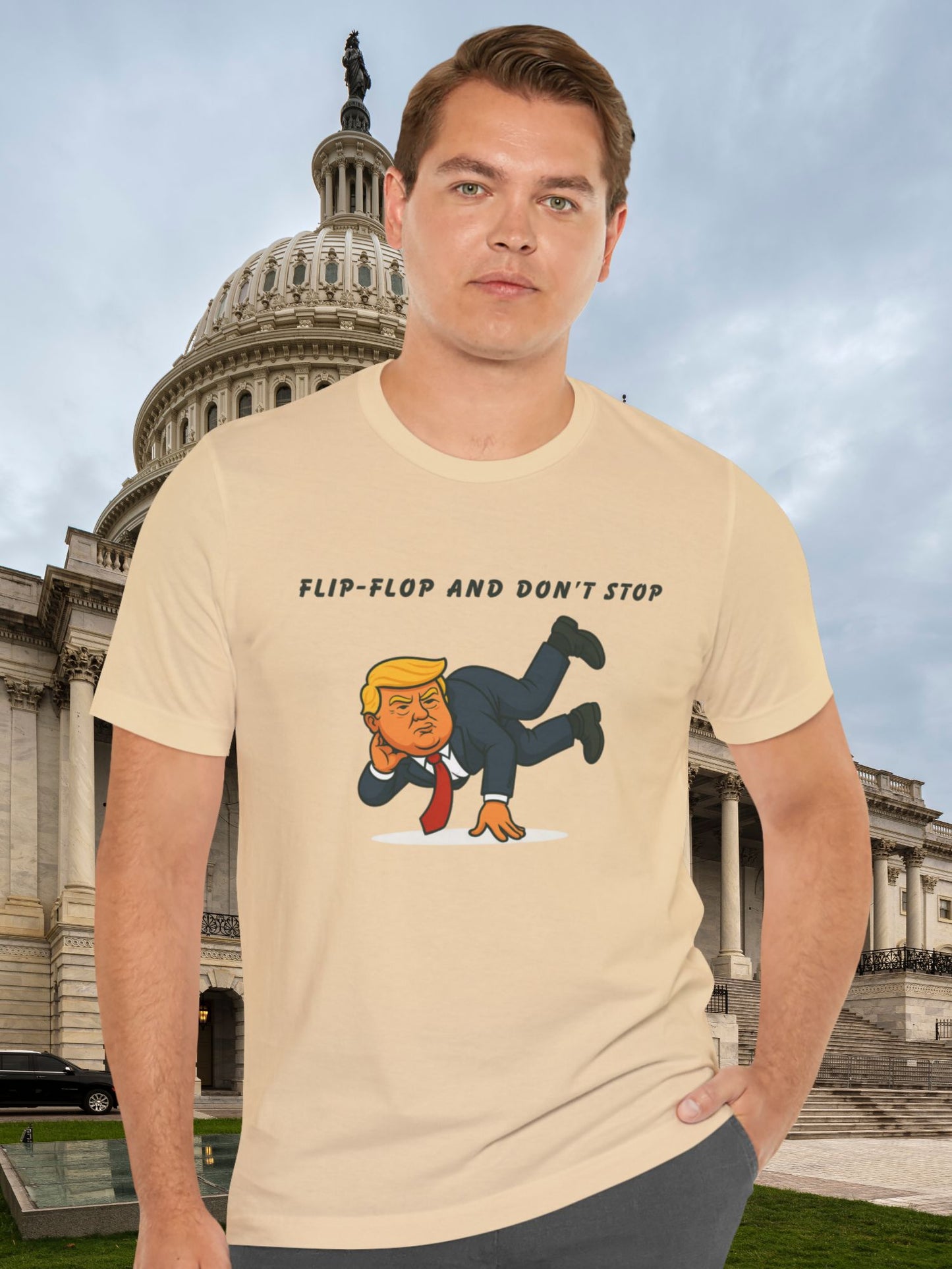 'Flip-Flop and Don't Stop' Breakdancing President Unisex T-Shirt