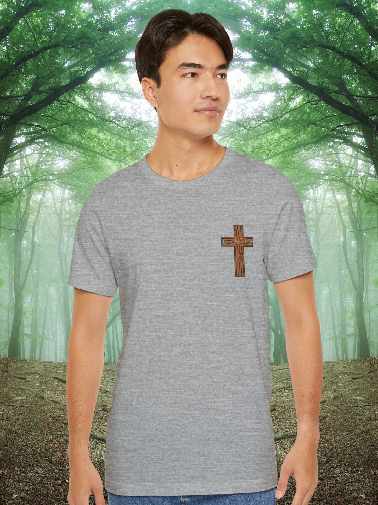 'Faithful Christians, Future Forest Outlaws' Woodsman Graphic Unisex T-Shirt, Bible Verse Revelation 12:6,  Christian Apparel, Archery Hunter Tee