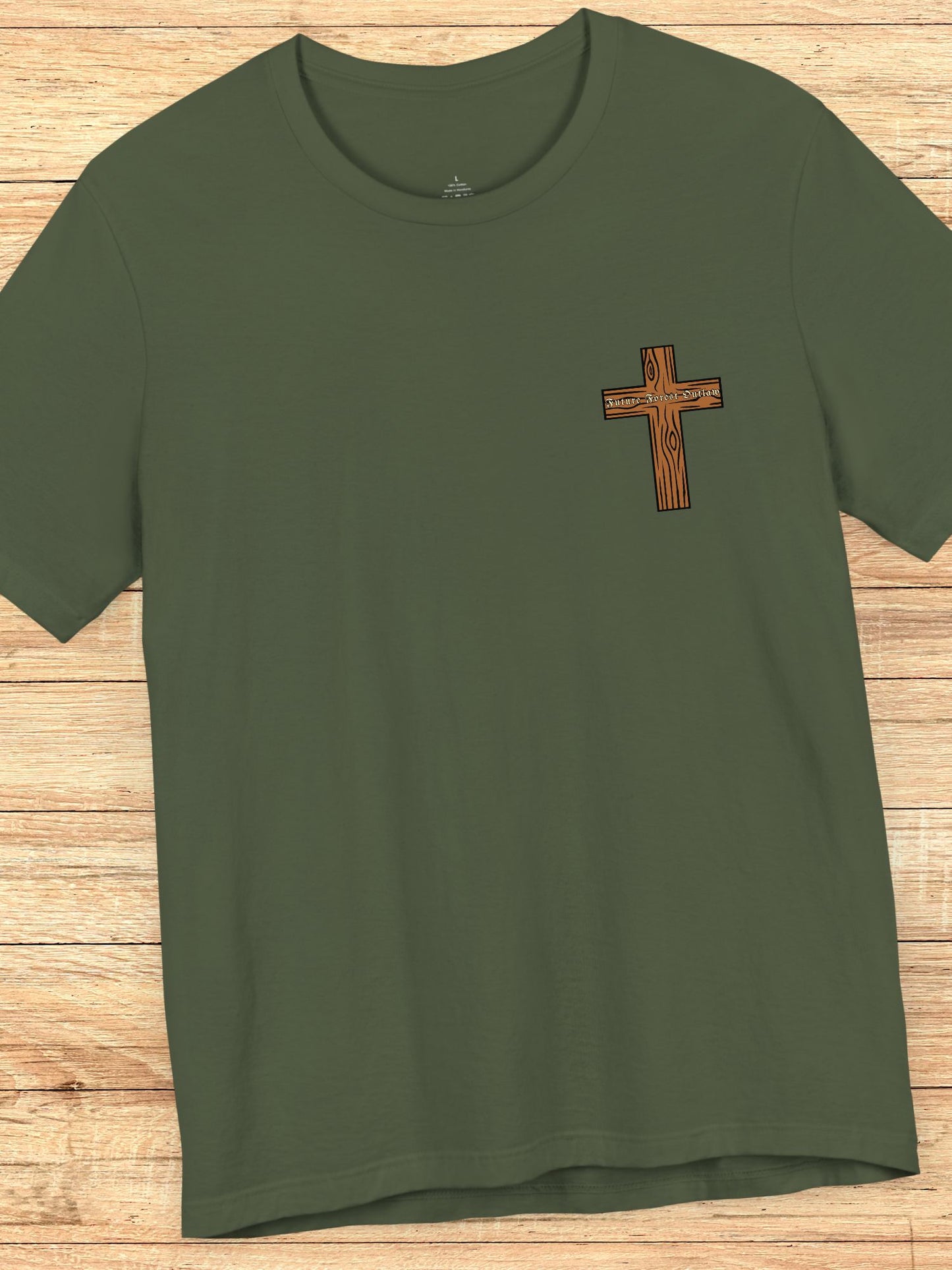 'Faithful Christians, Future Forest Outlaws' Woodsman Graphic Unisex T-Shirt, Bible Verse Revelation 12:6,  Christian Apparel, Archery Hunter Tee
